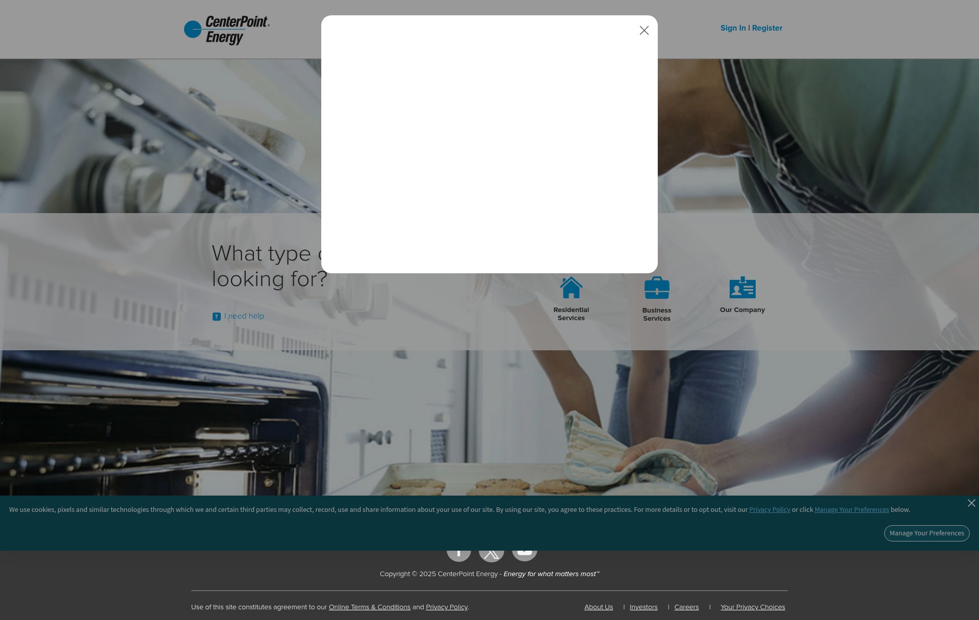 Screenshot of www.centerpointenergy.com