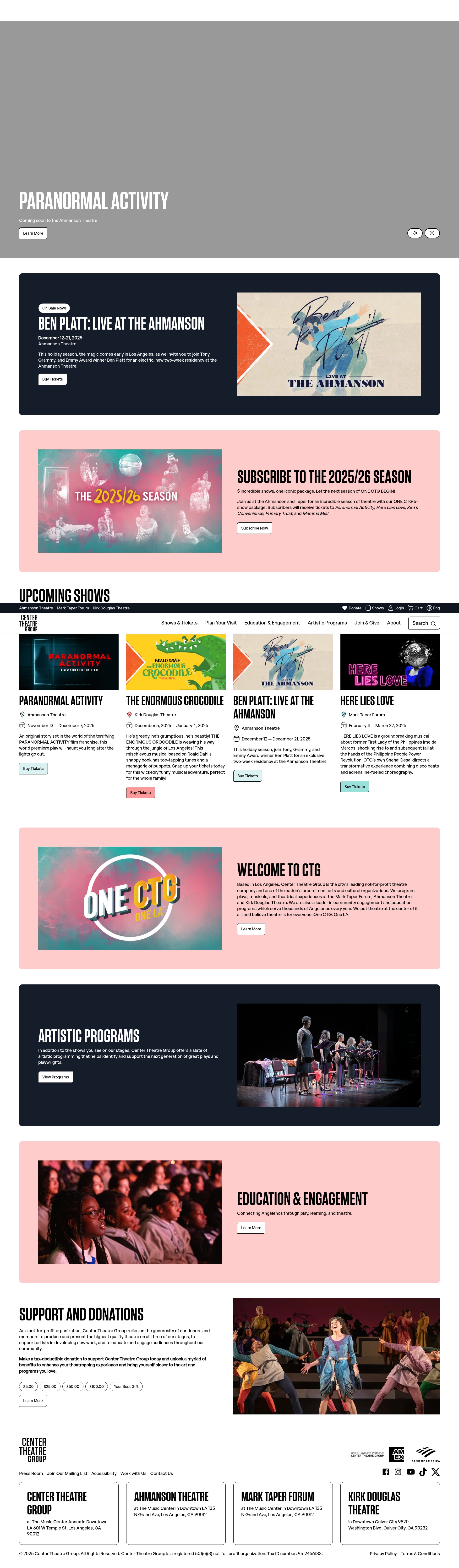 Screenshot of www.centertheatregroup.org