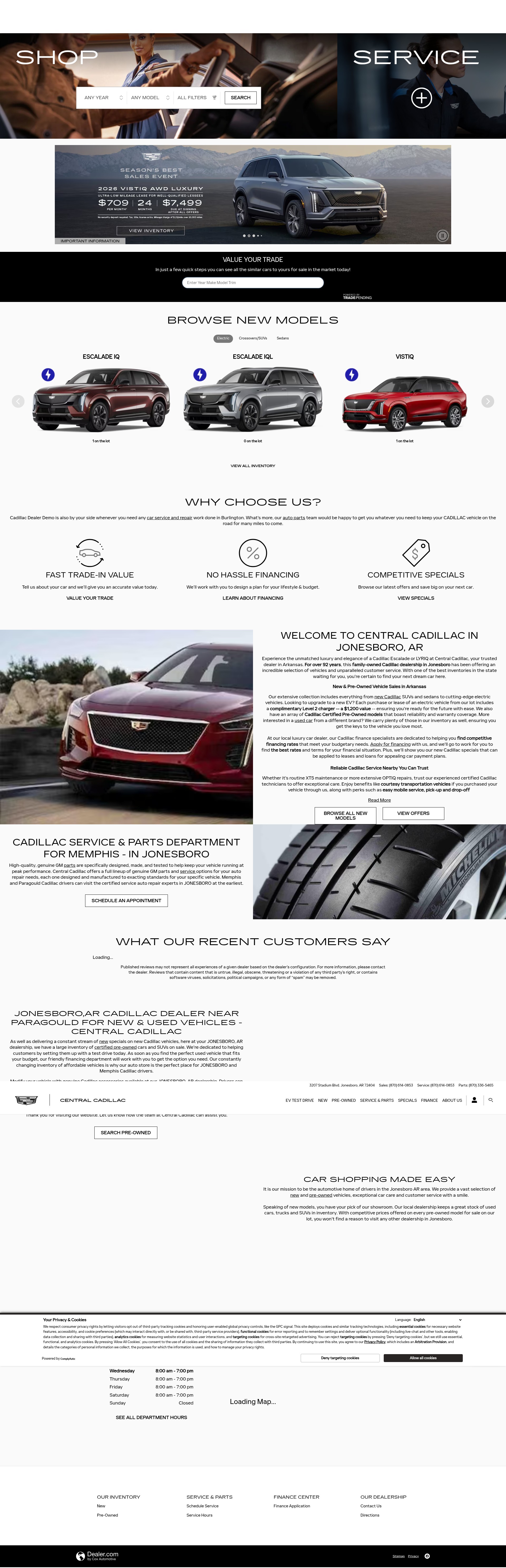 Screenshot of www.centralcadillacofarkansas.com