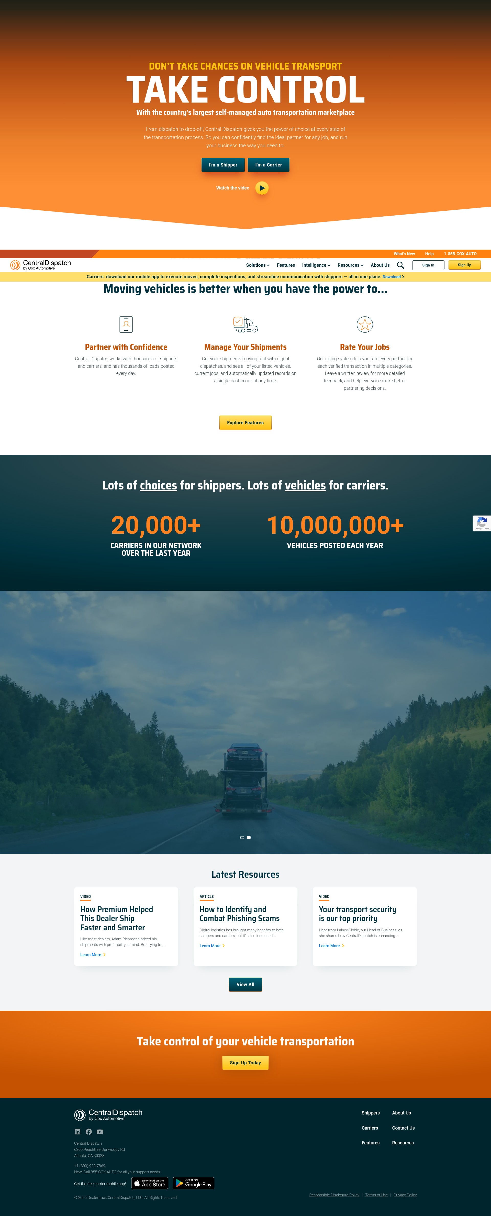 Screenshot of www.centraldispatch.com