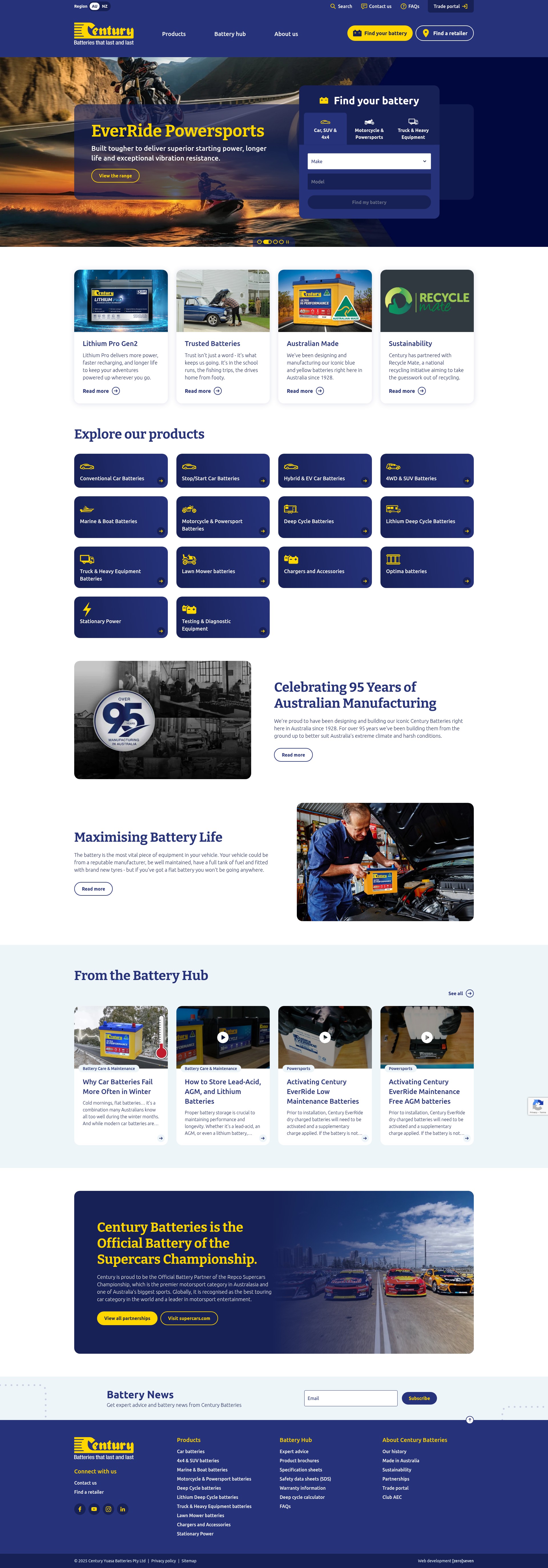 Screenshot of www.centurybatteries.com.au