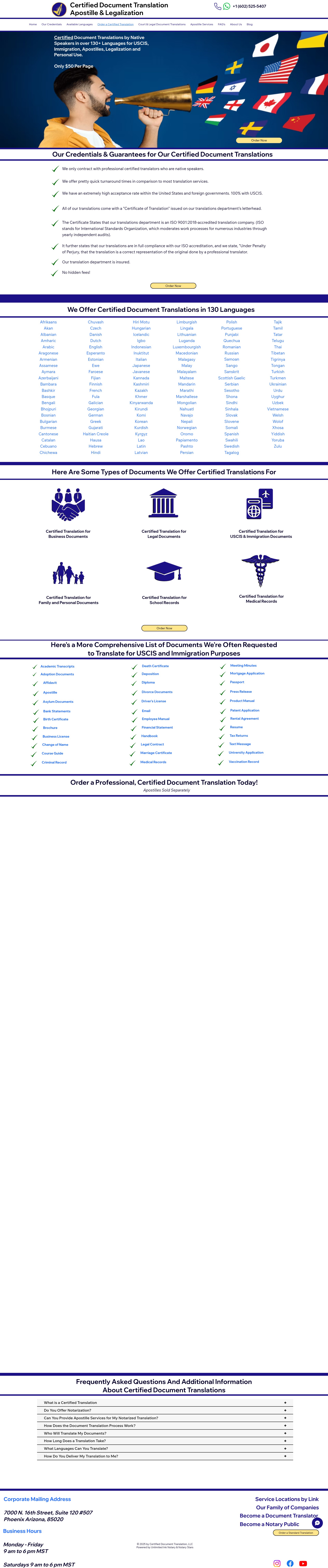 Screenshot of www.certifieddocumenttranslation.com