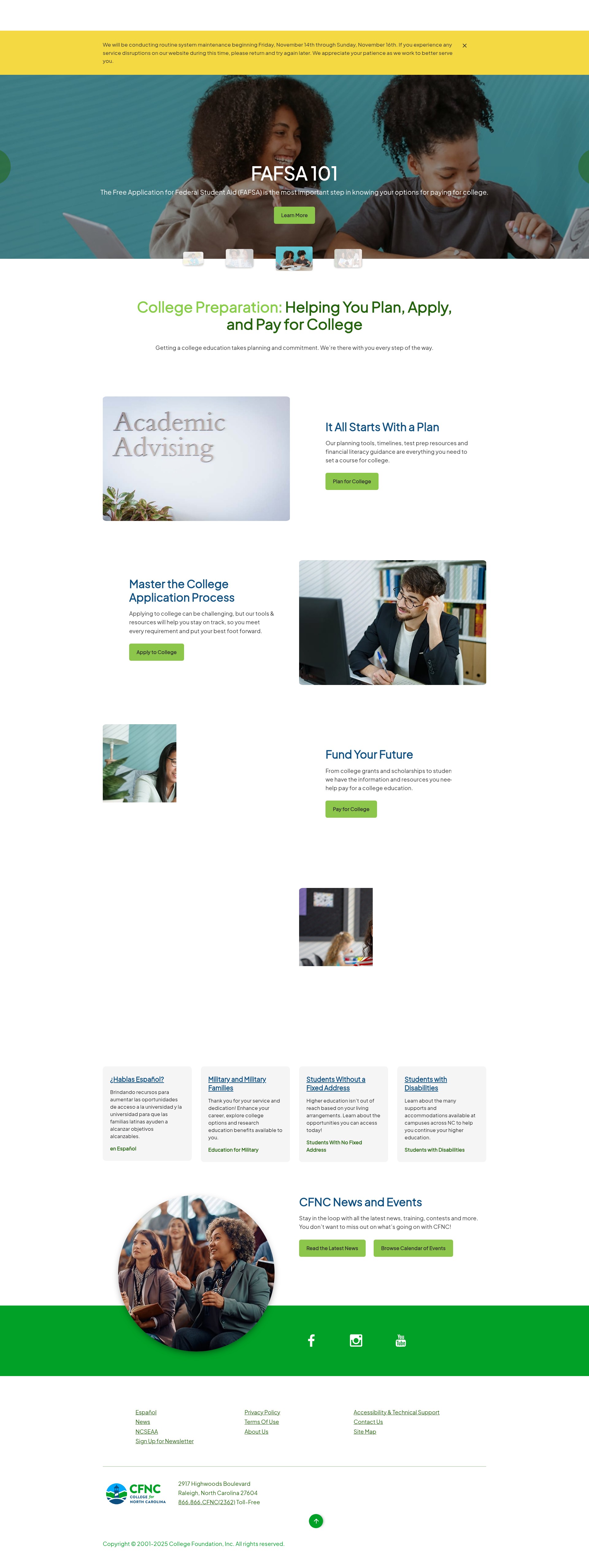 Screenshot of www.cfnc.org
