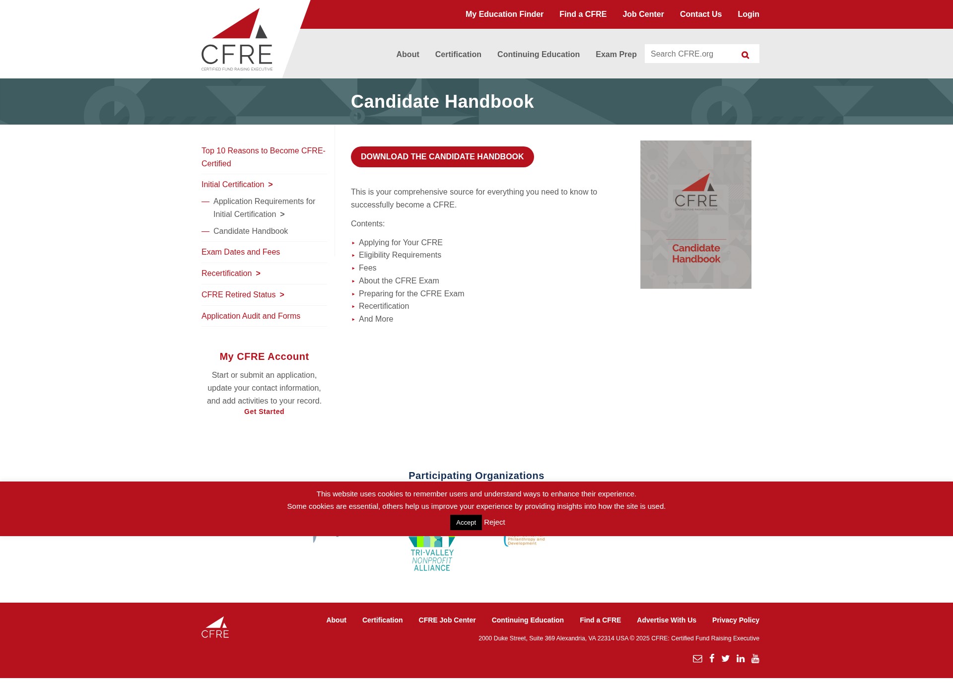 Screenshot of www.cfre.org