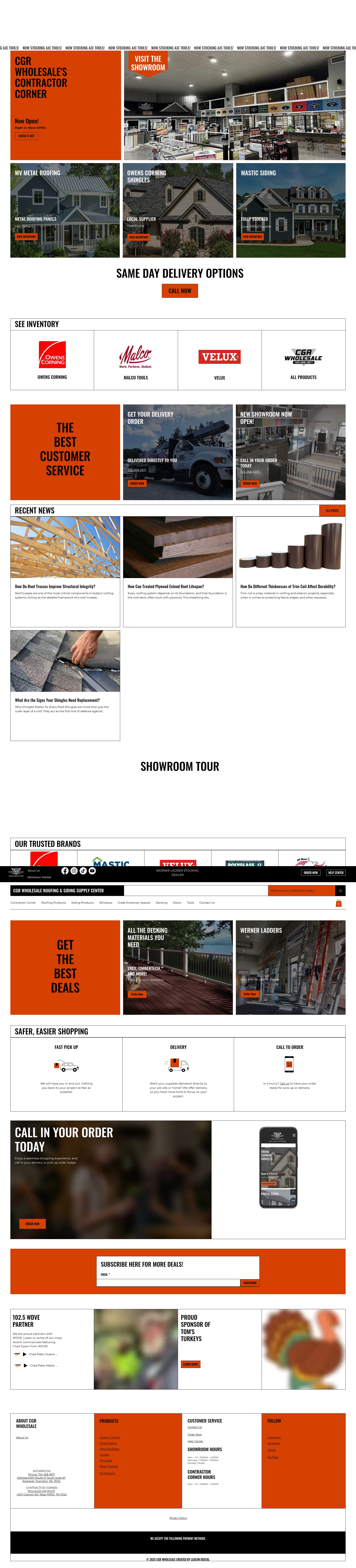 Screenshot of www.cgrwholesaleroofing.com