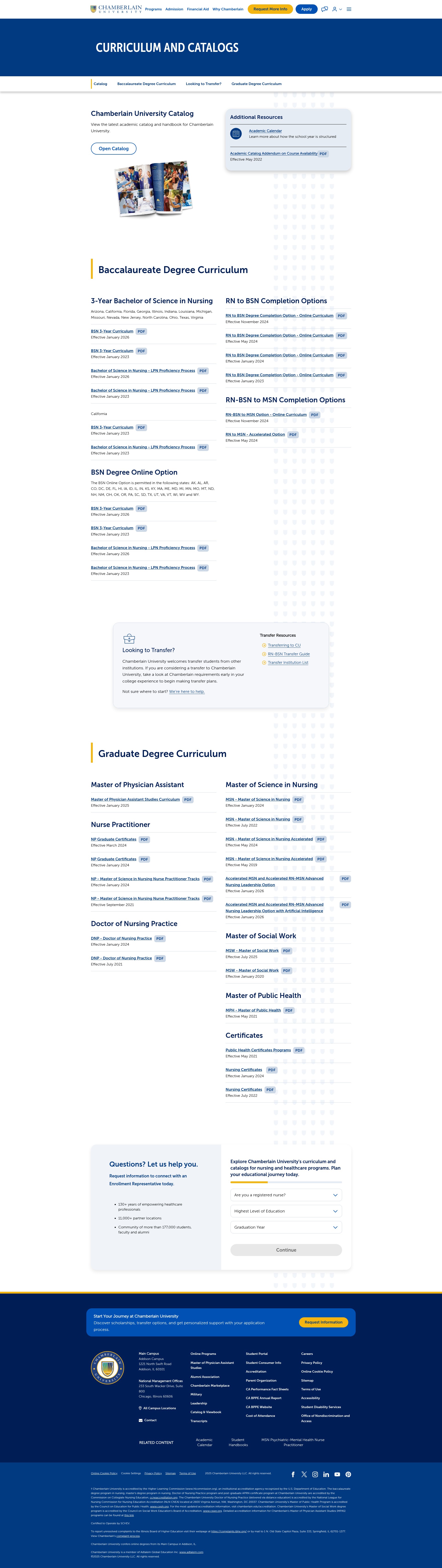 Screenshot of www.chamberlain.edu