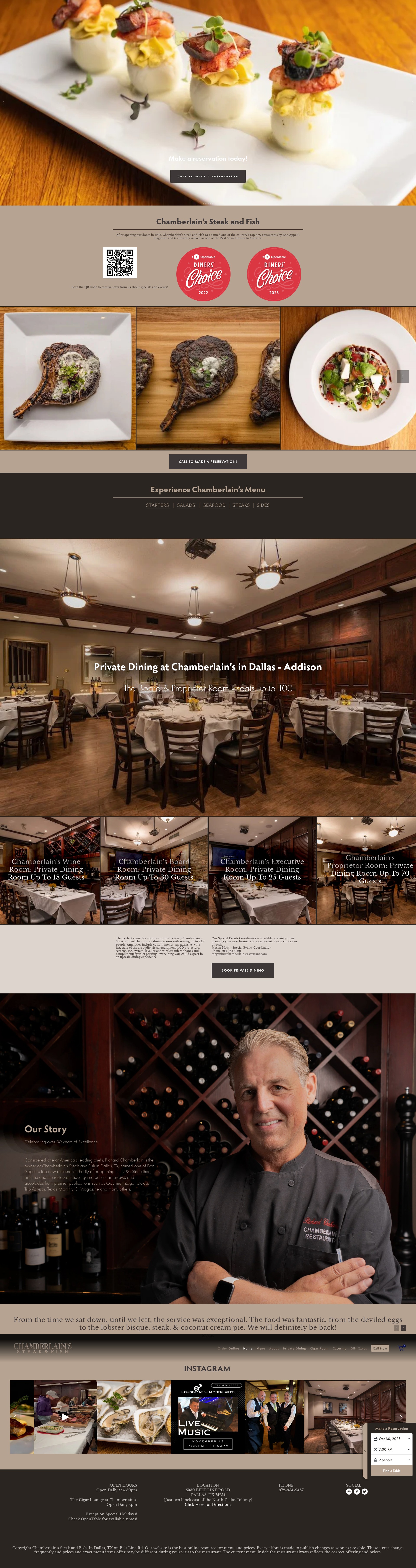 Screenshot of www.chamberlainssteakhouse.com