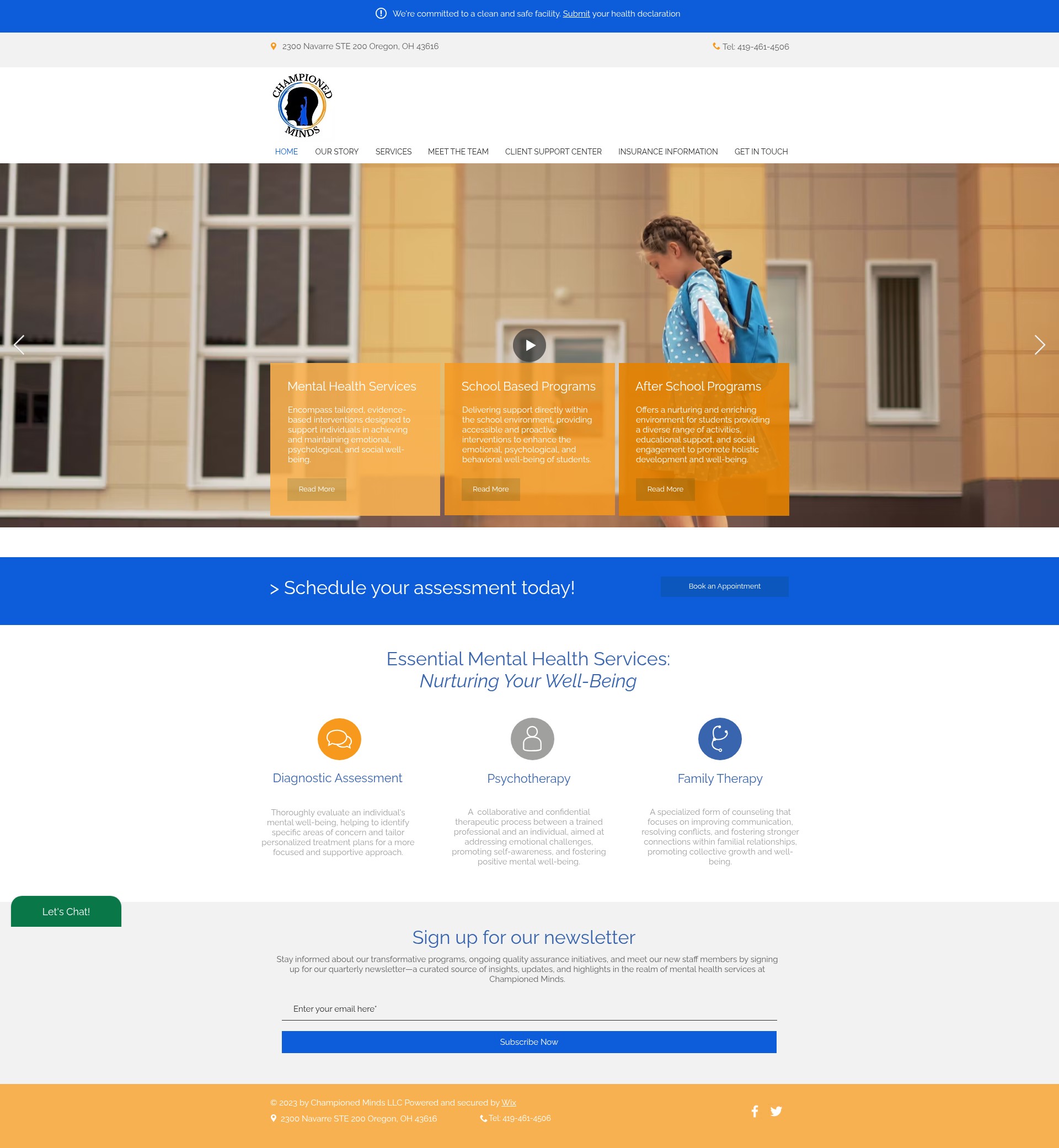 Screenshot of www.championedmindsllc.com