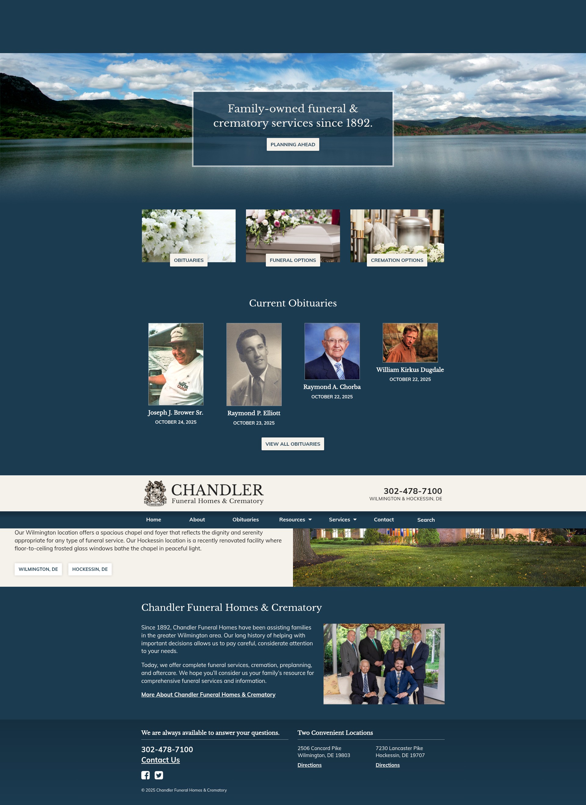 Screenshot of www.chandlerfuneralhome.com