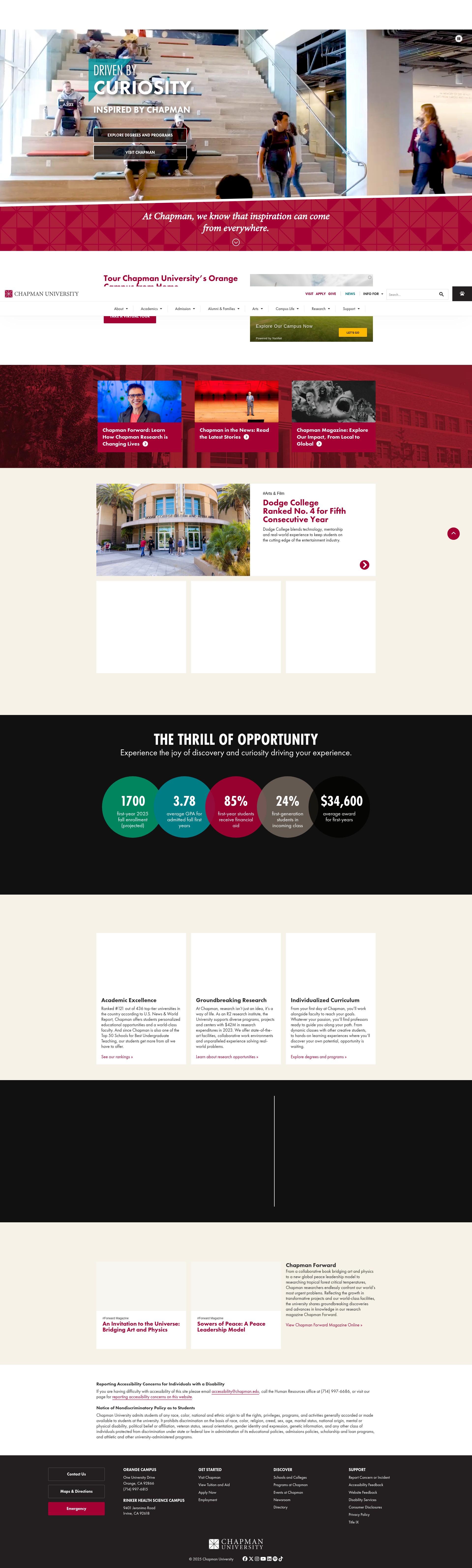 Screenshot of www.chapman.edu