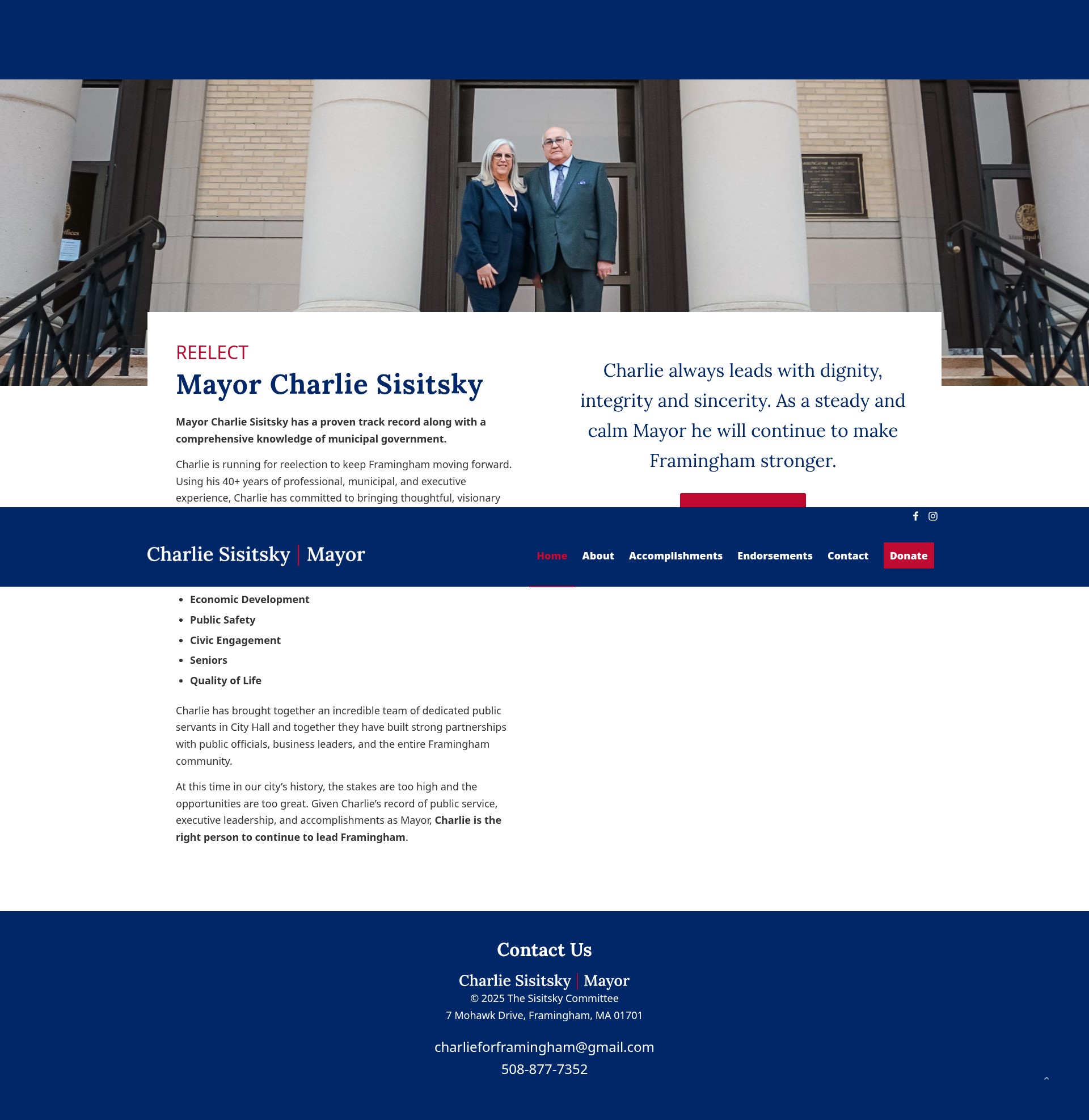 Screenshot of www.charlieforframingham.com