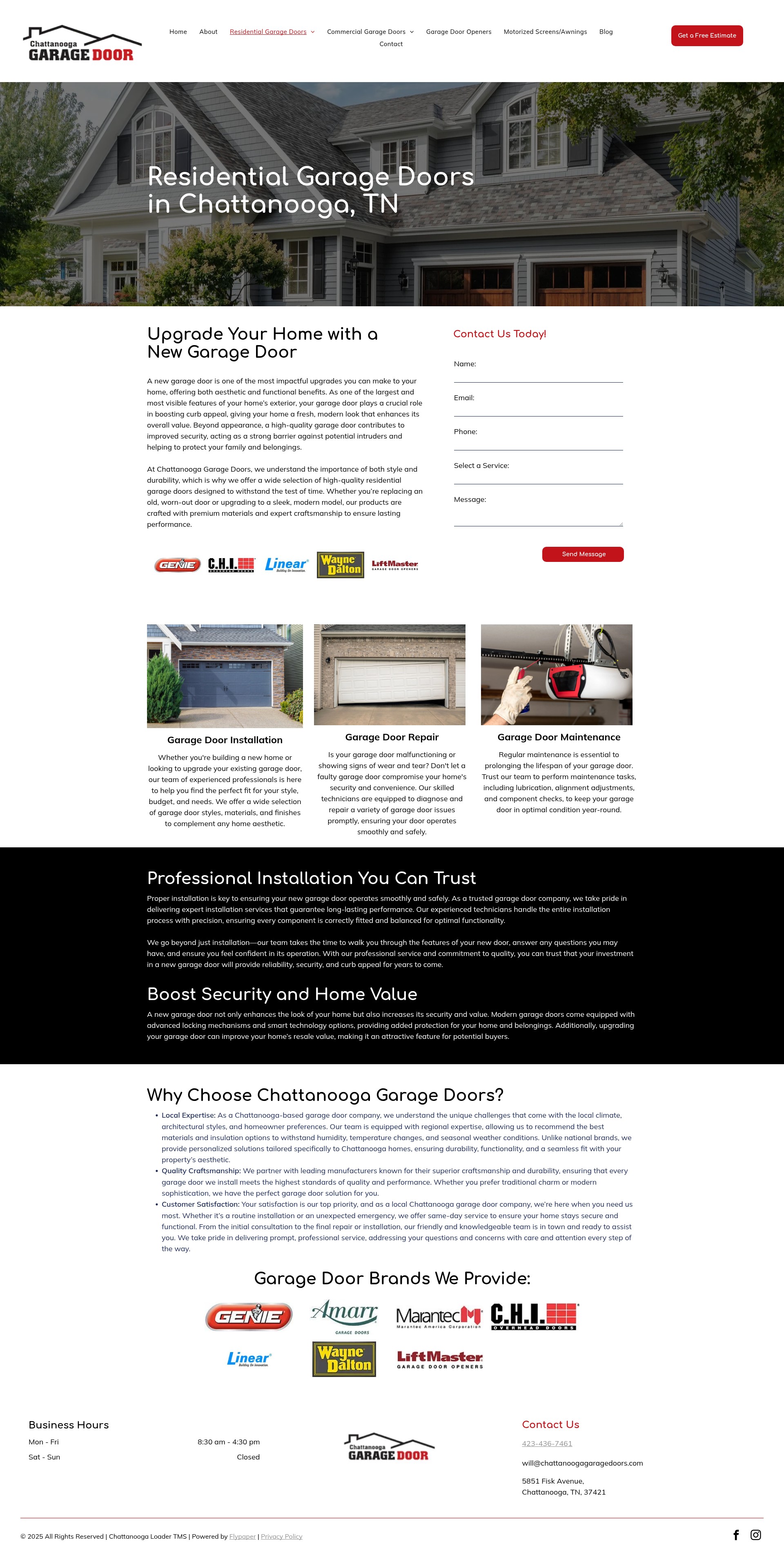 Screenshot of www.chattanoogagaragedoors.com