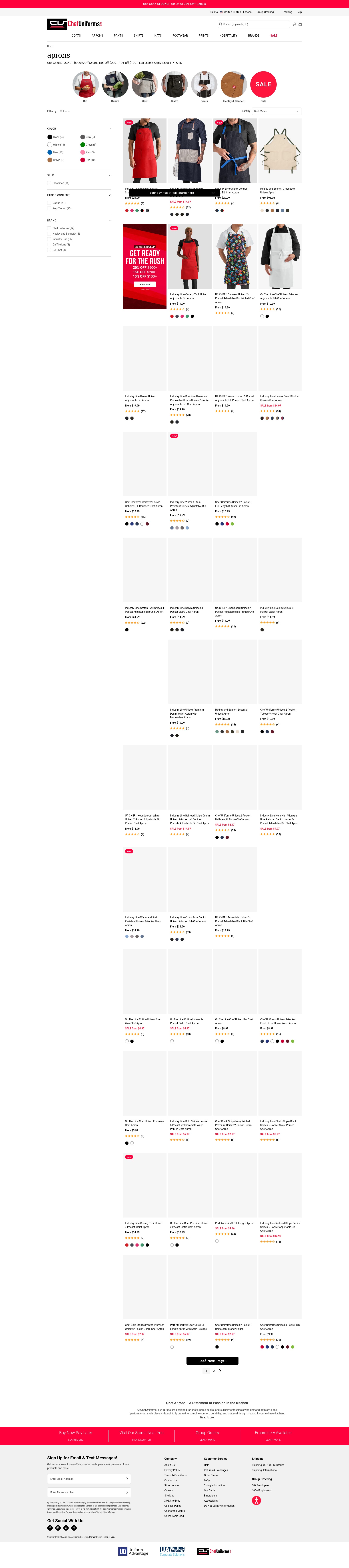 Screenshot of www.chefuniforms.com