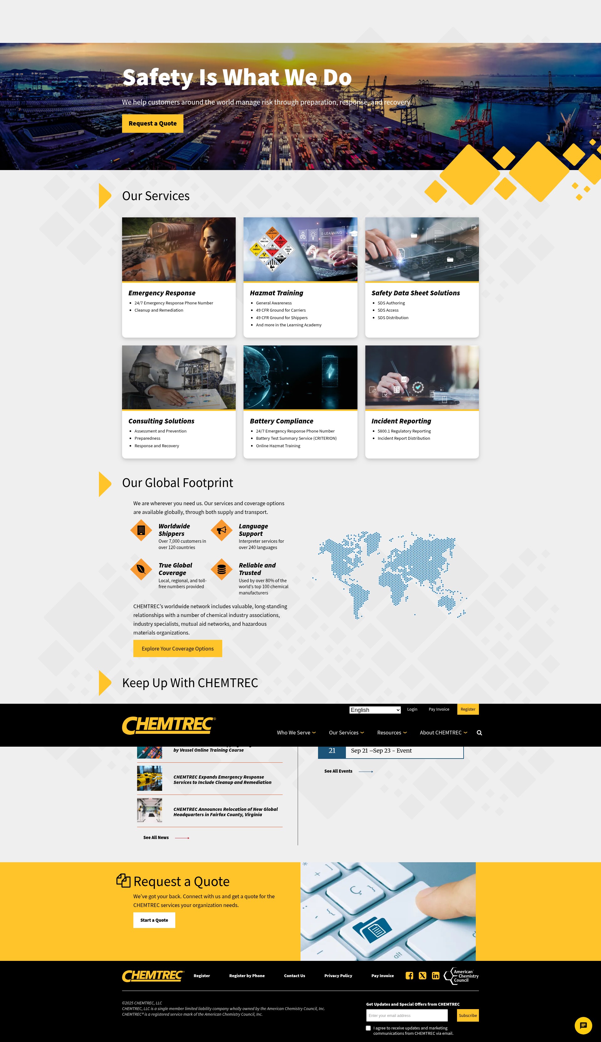 Screenshot of www.chemtrec.com
