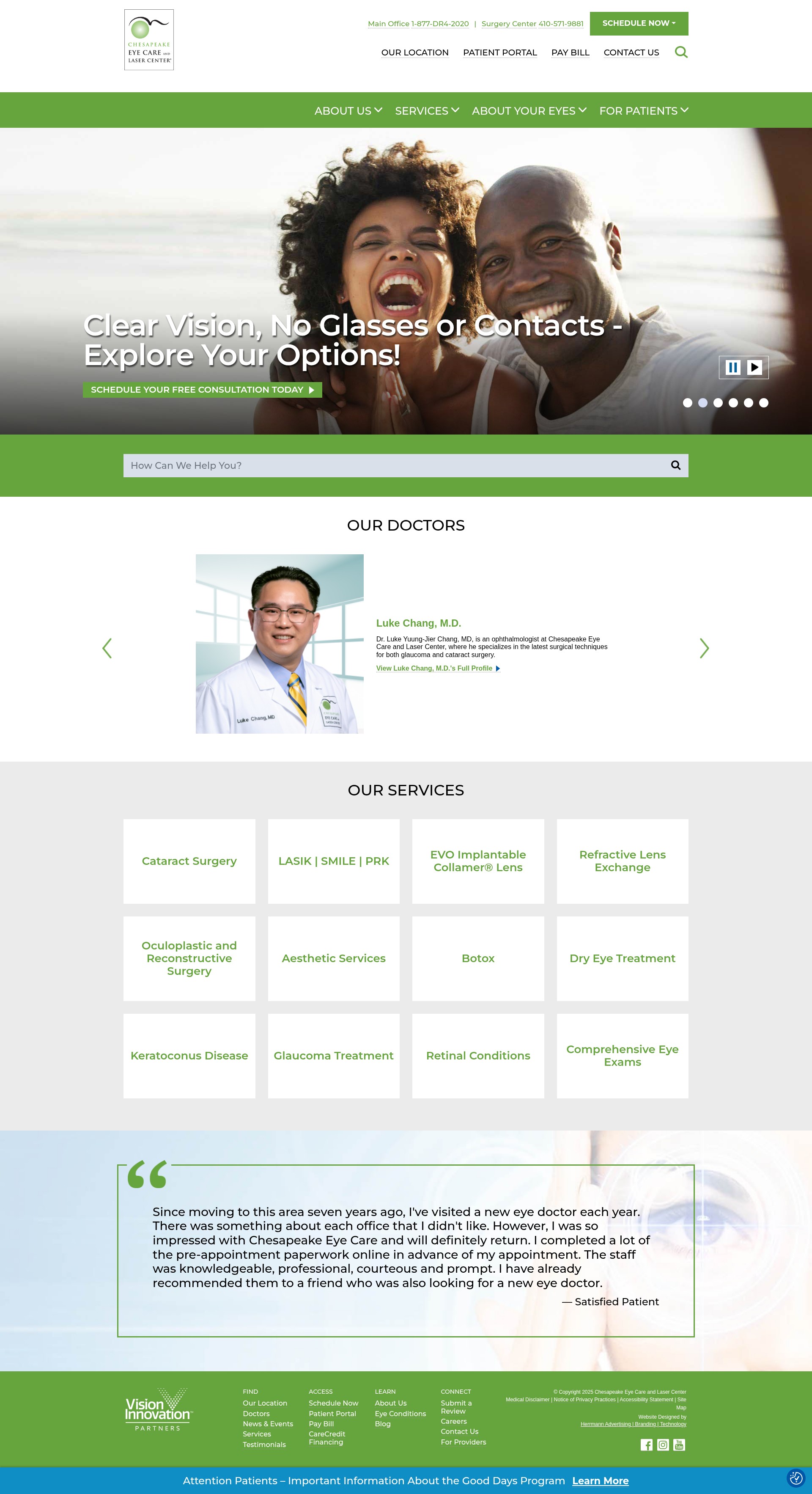 Screenshot of www.chesapeakeeyecare.com