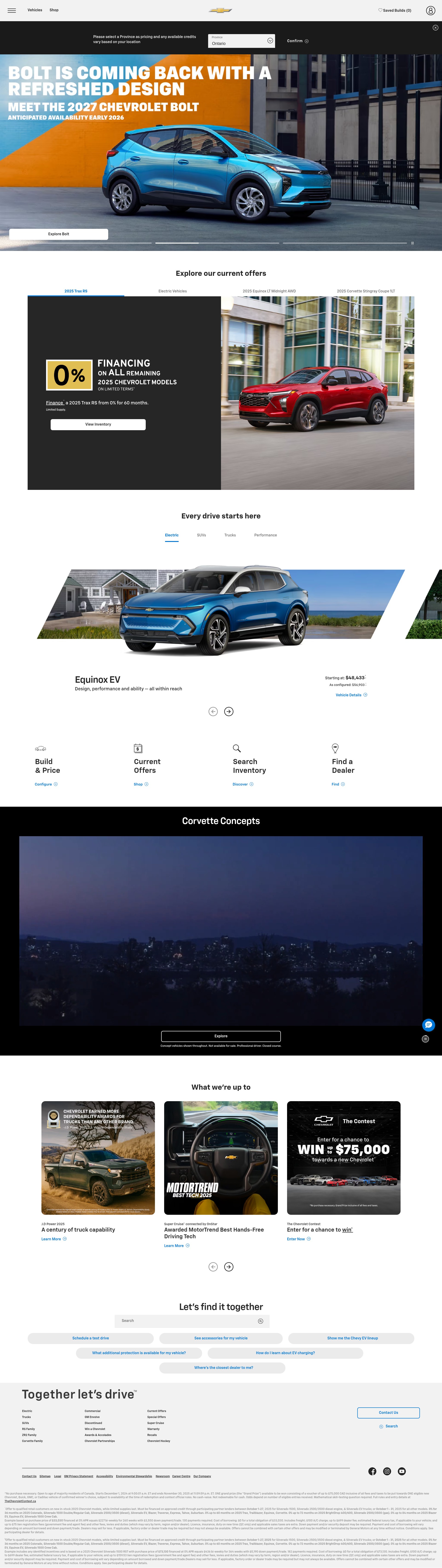 Screenshot of www.chevrolet.ca