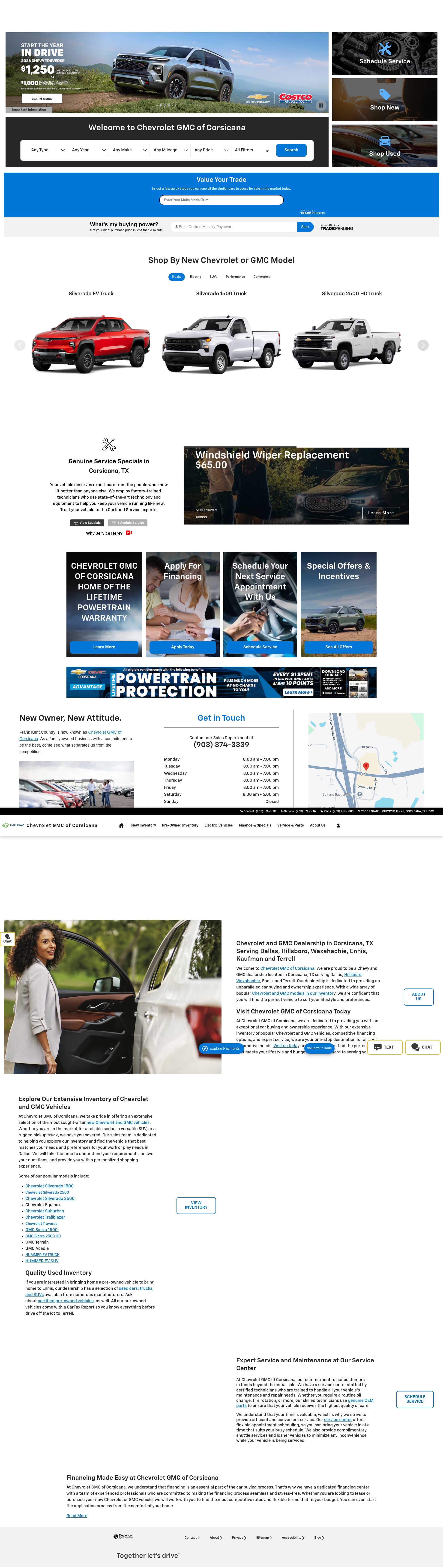 Screenshot of www.chevygmcofcorsicana.com