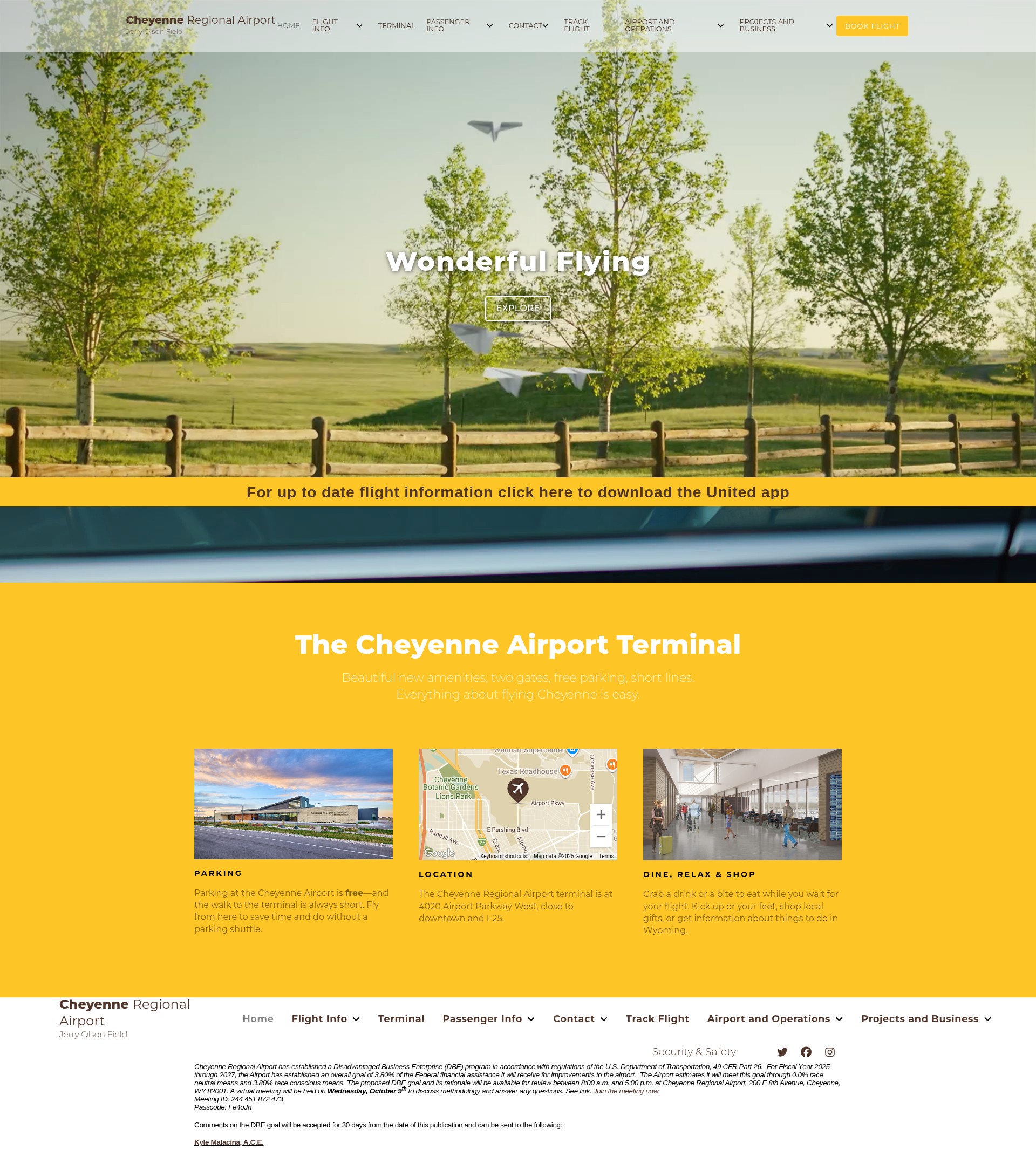 Screenshot of www.cheyenneairport.com