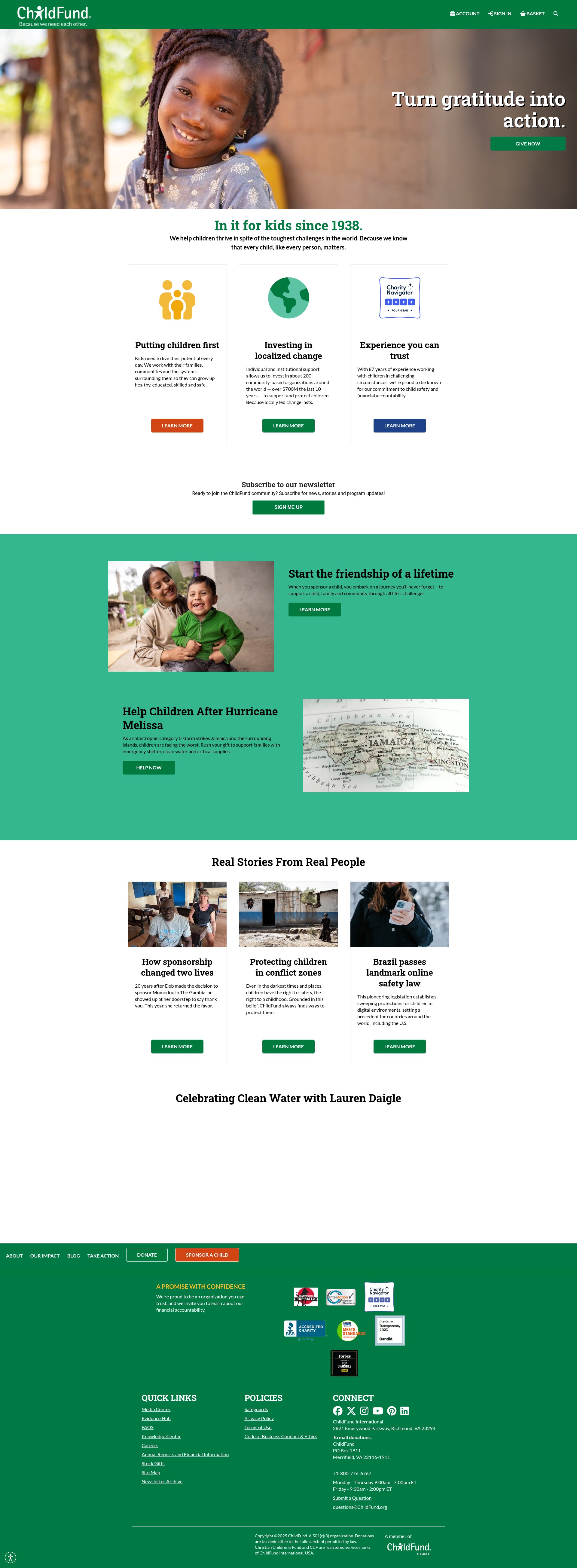 Screenshot of www.childfund.org