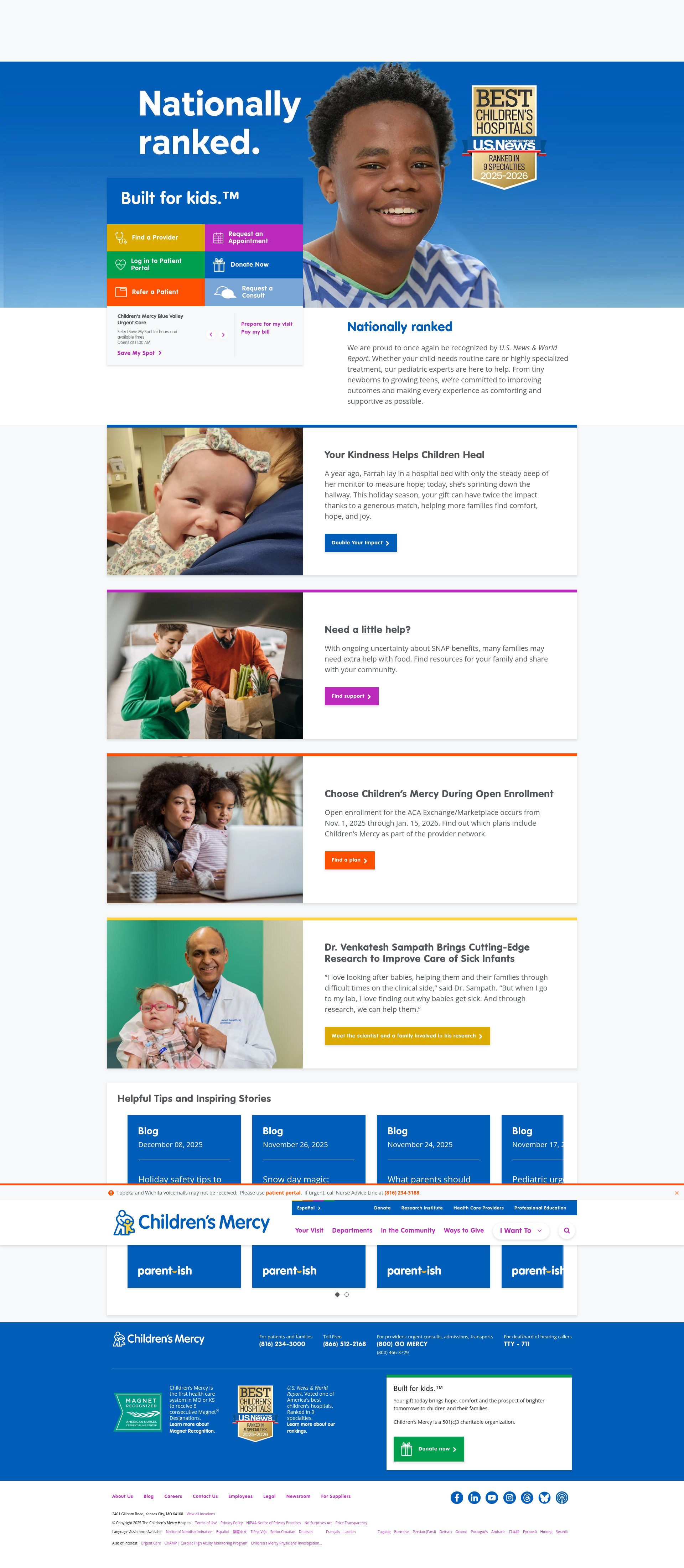 Screenshot of www.childrensmercy.org