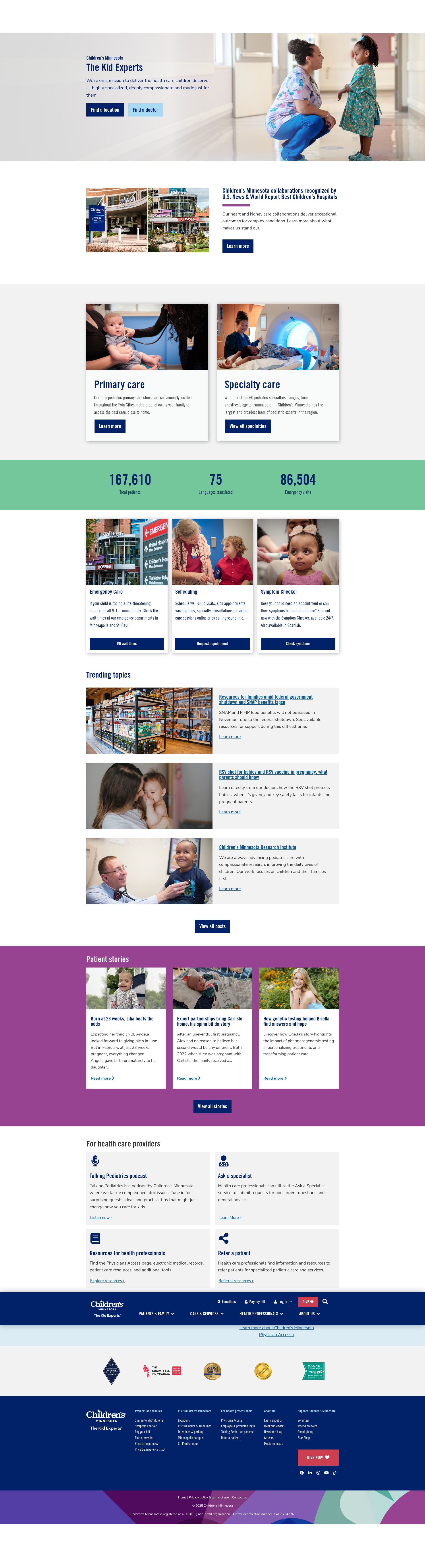 Screenshot of www.childrensmn.org