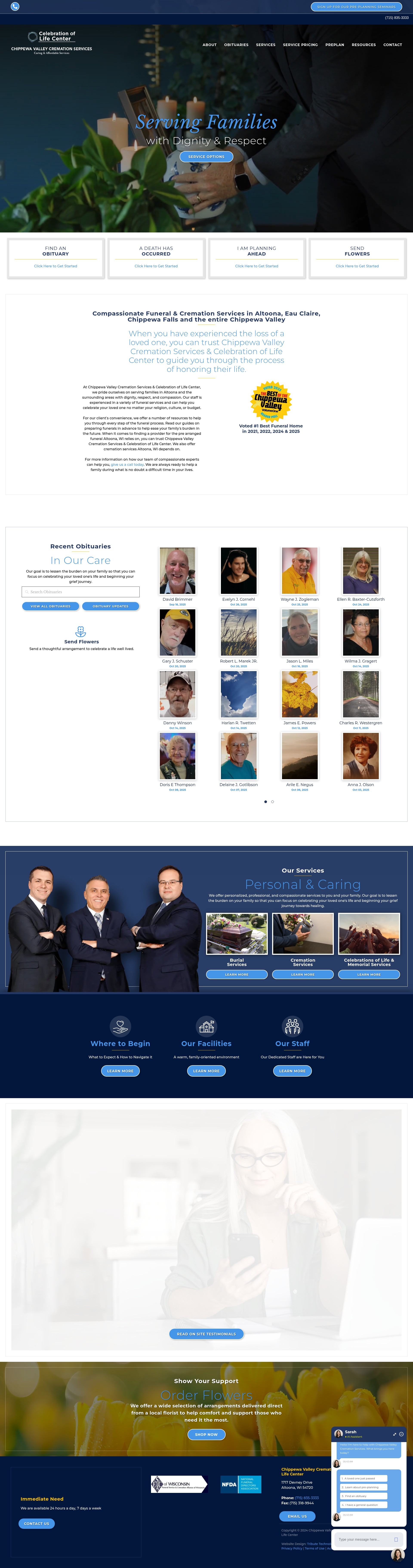 Screenshot of www.chippewavalleycremation.com