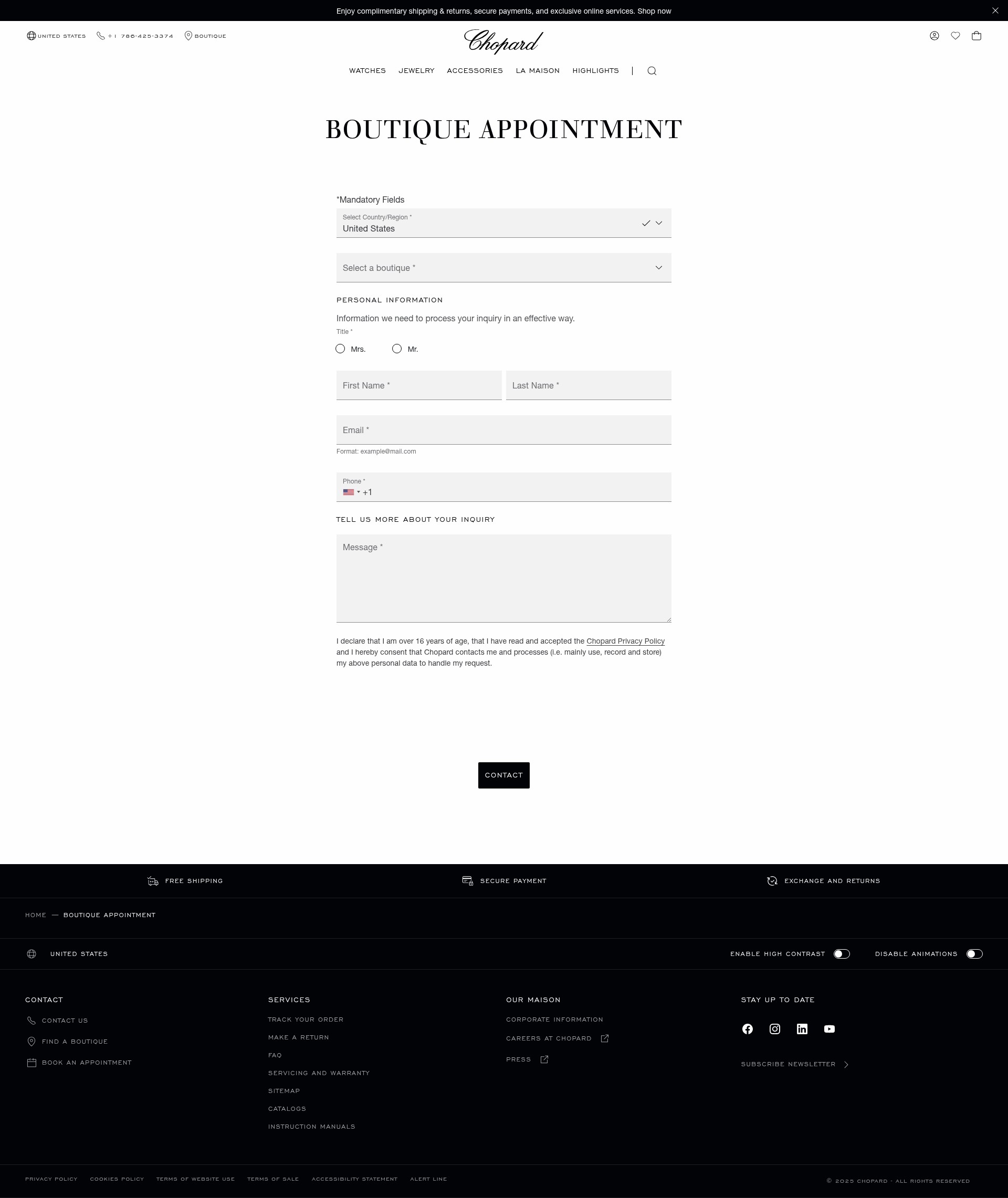 Screenshot of www.chopard.com