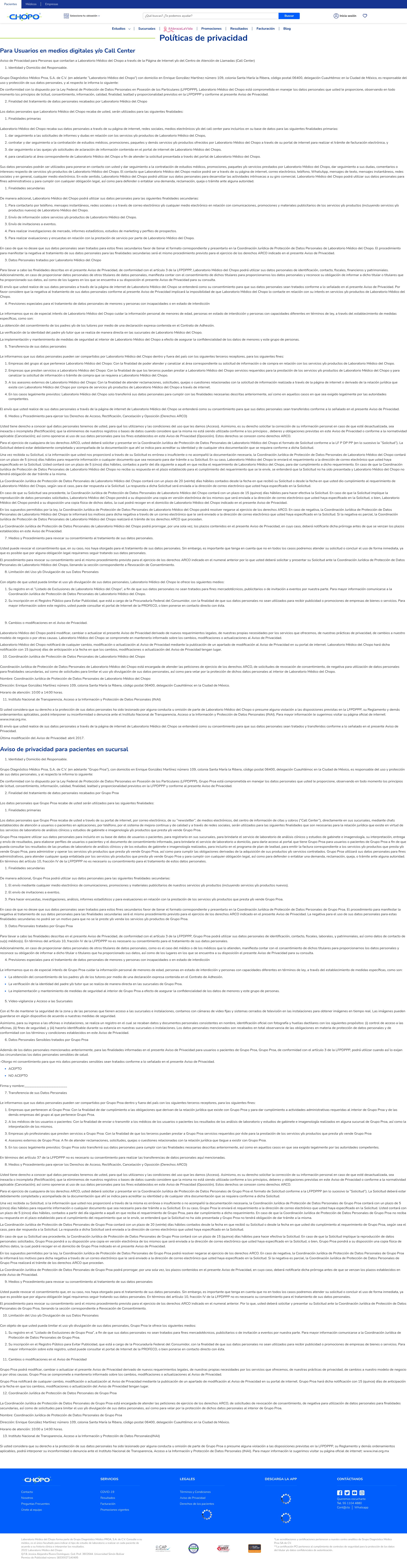 Screenshot of www.chopo.com.mx