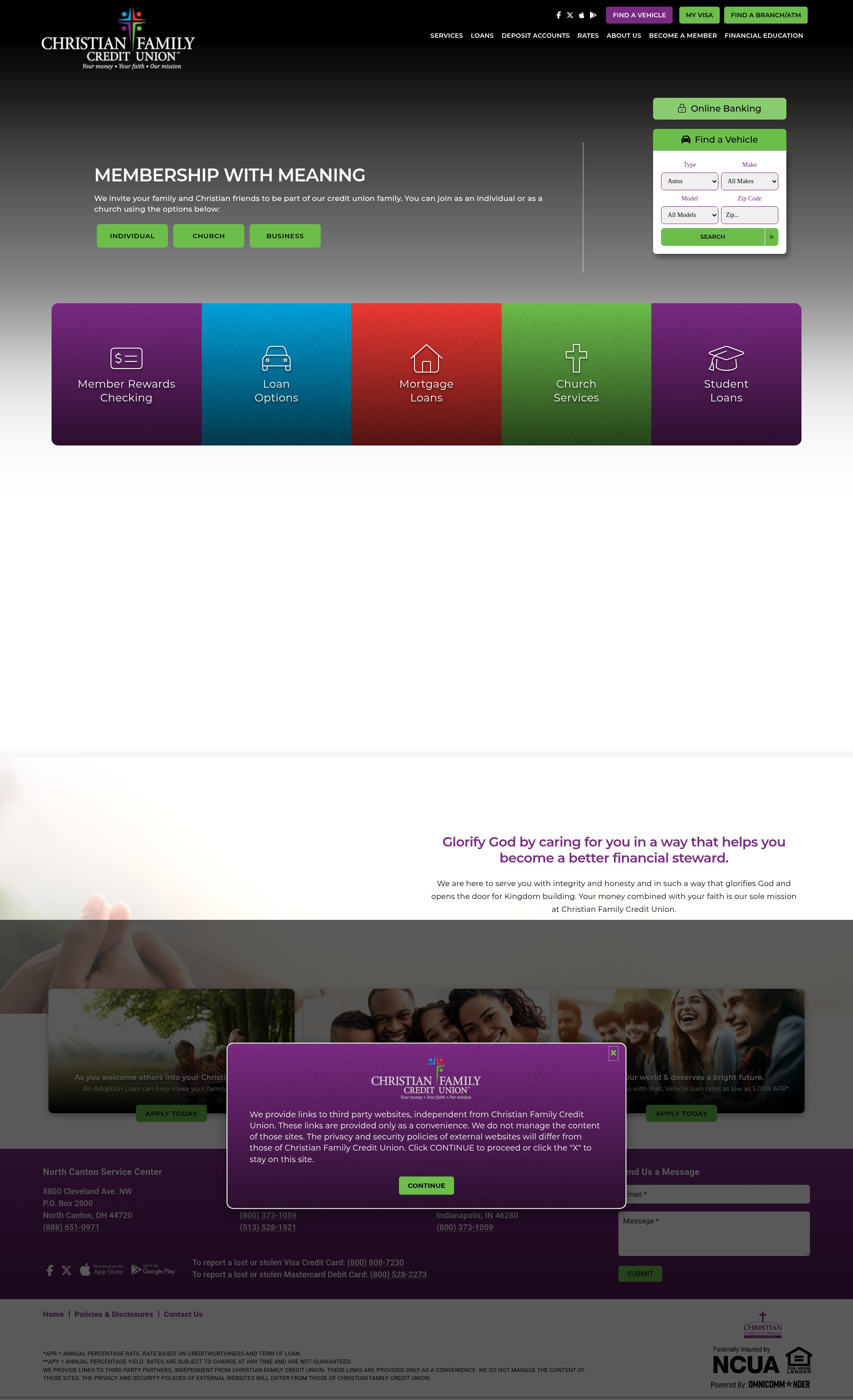 Screenshot of www.christianfamilycu.com