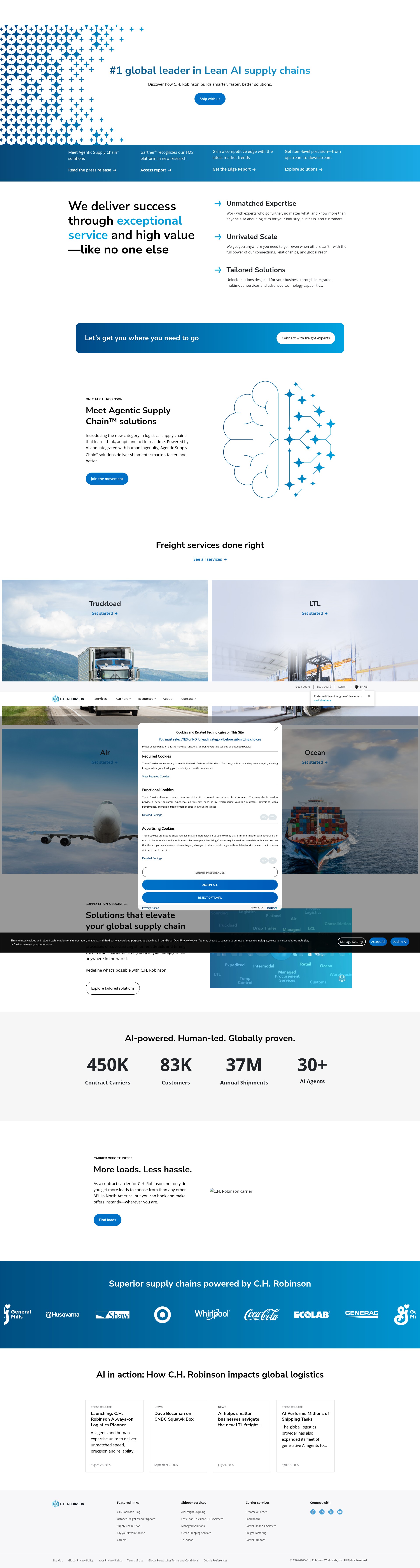 Screenshot of www.chrobinson.com