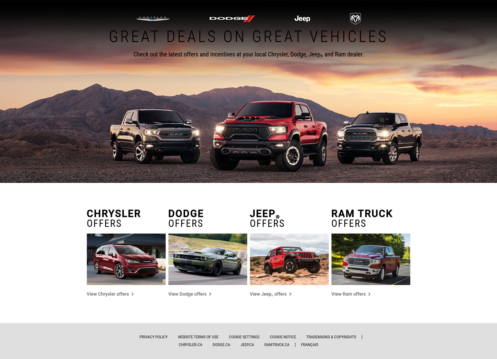 Screenshot of www.chryslerjeepdodgeramoffers.ca