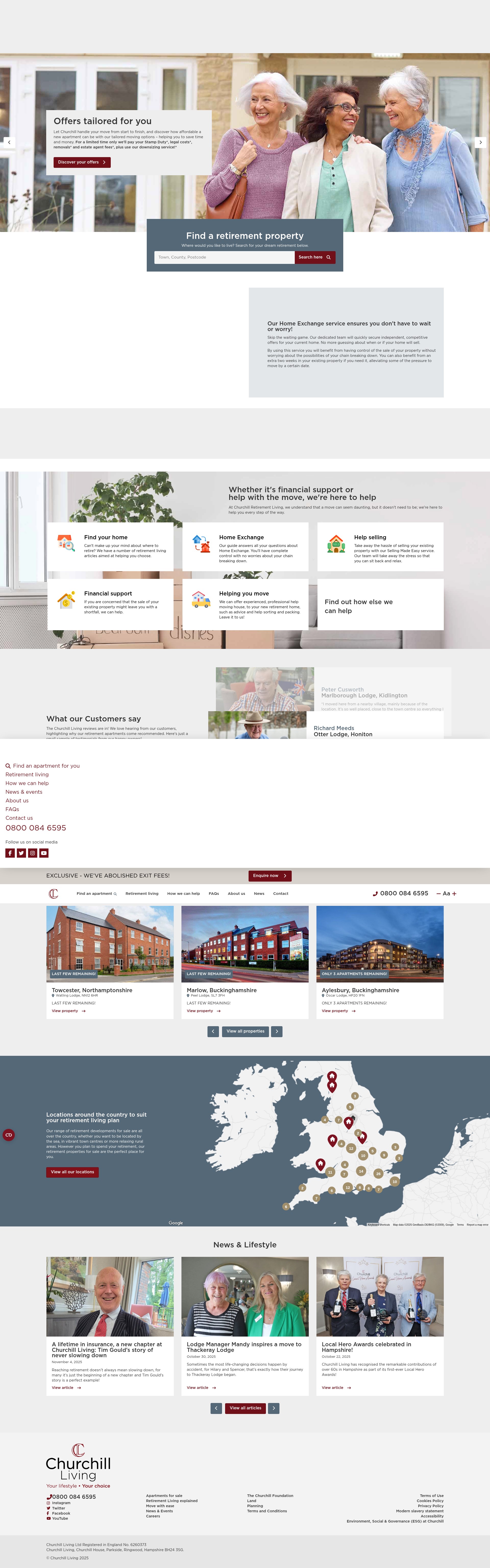Screenshot of www.churchill-living.co.uk