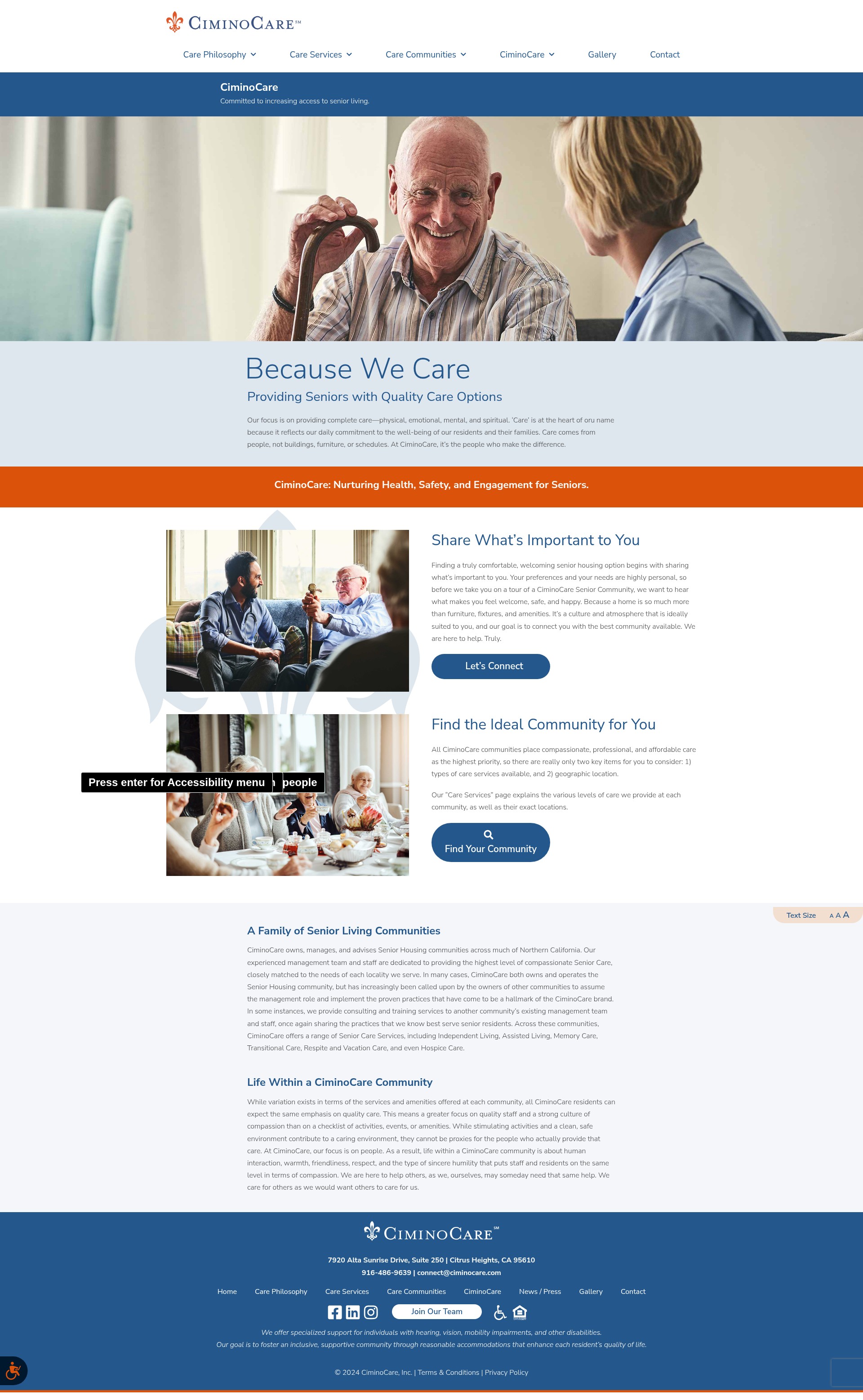 Screenshot of www.ciminocare.com