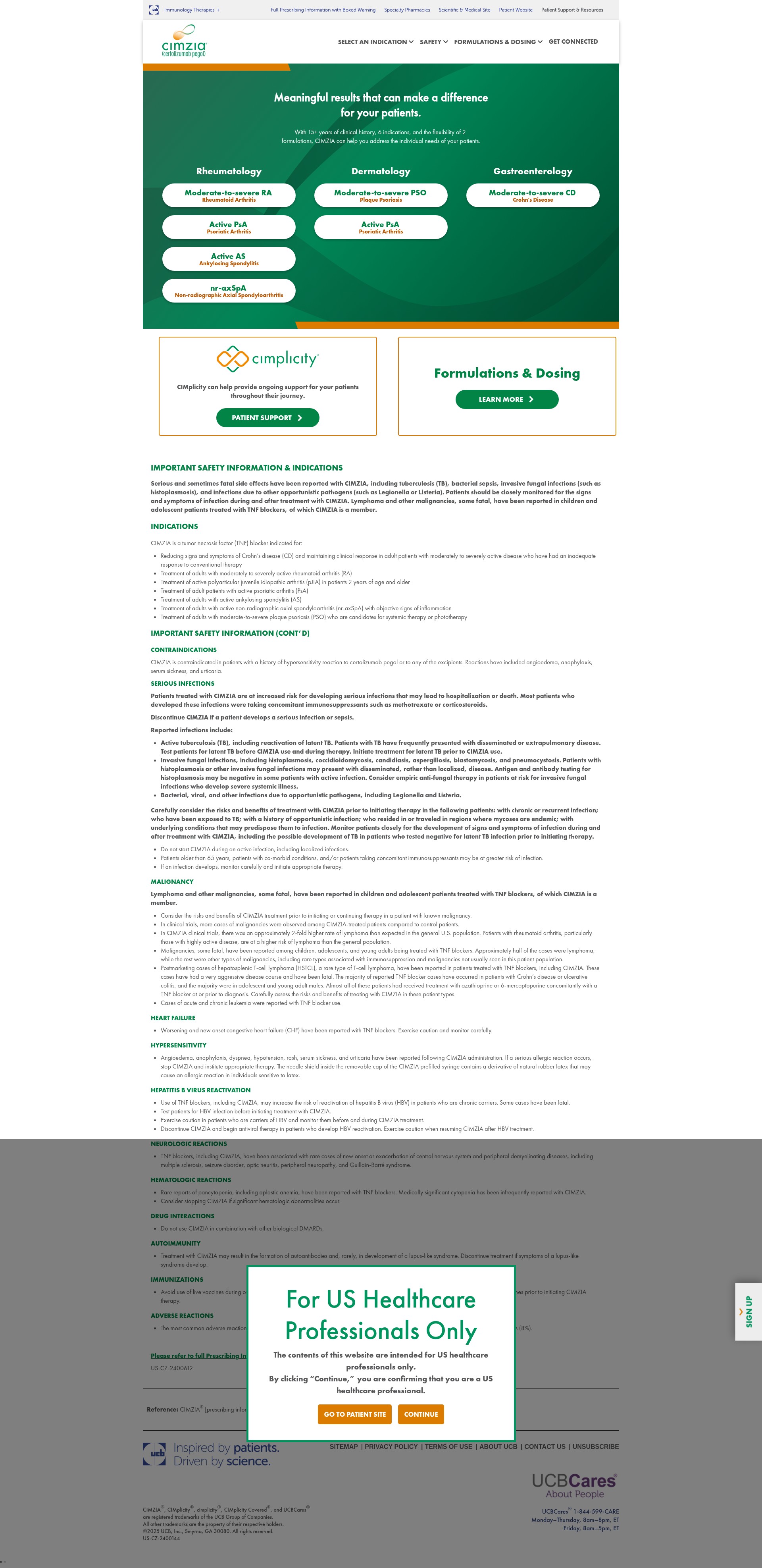 Screenshot of www.cimziahcp.com