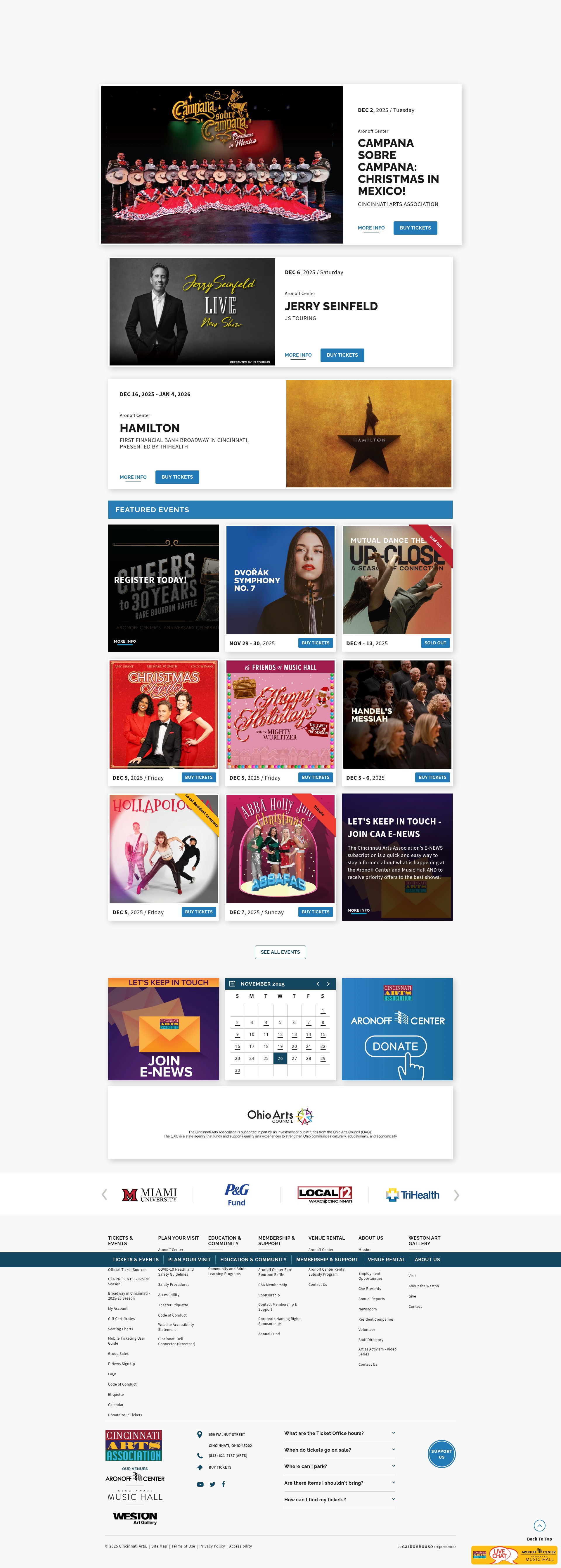 Screenshot of www.cincinnatiarts.org