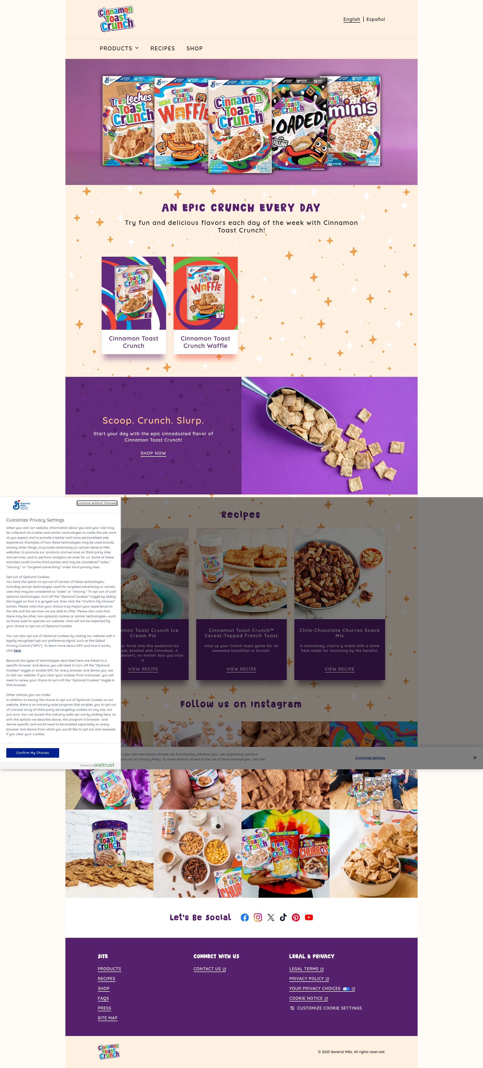 Screenshot of www.cinnamontoastcrunch.com