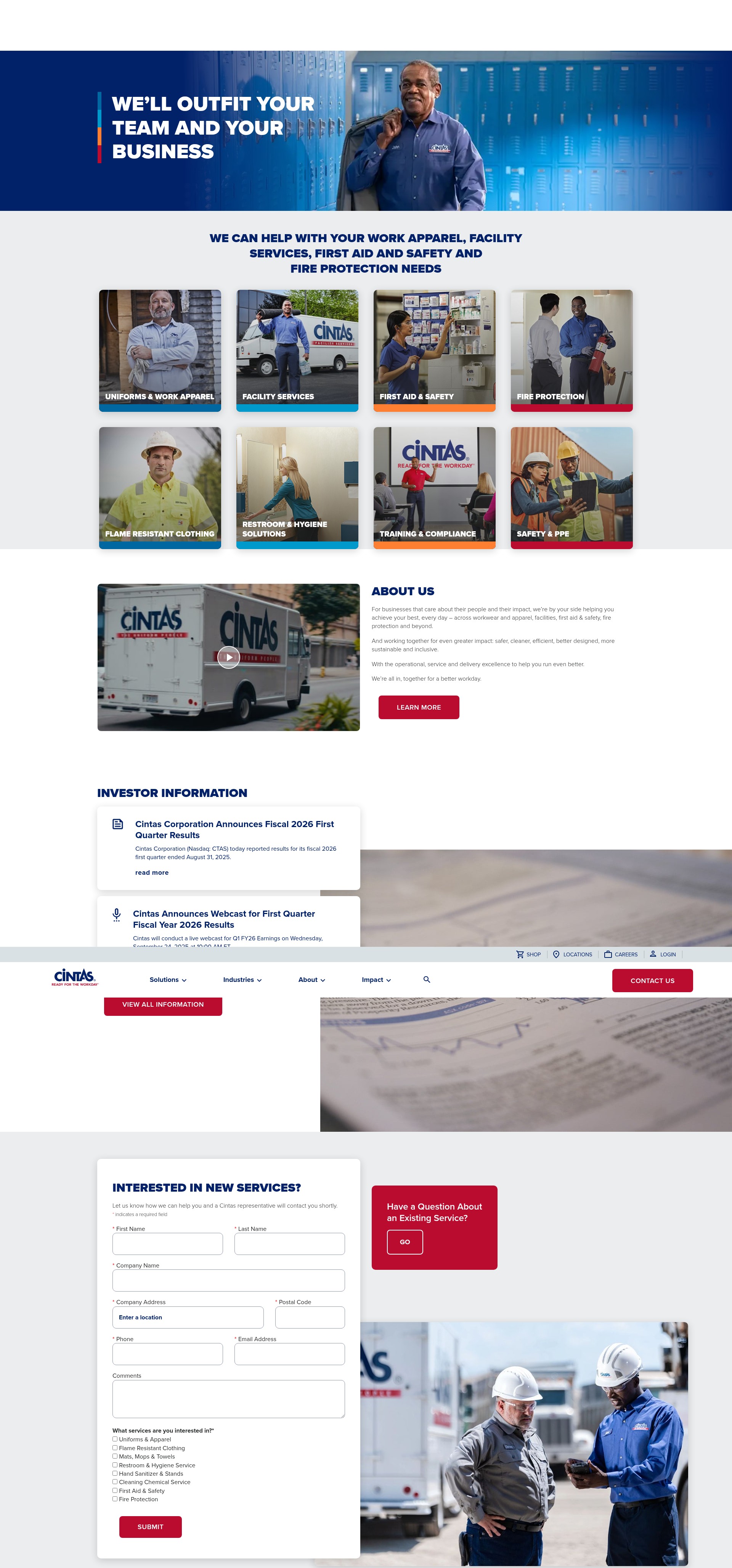Screenshot of www.cintas.com