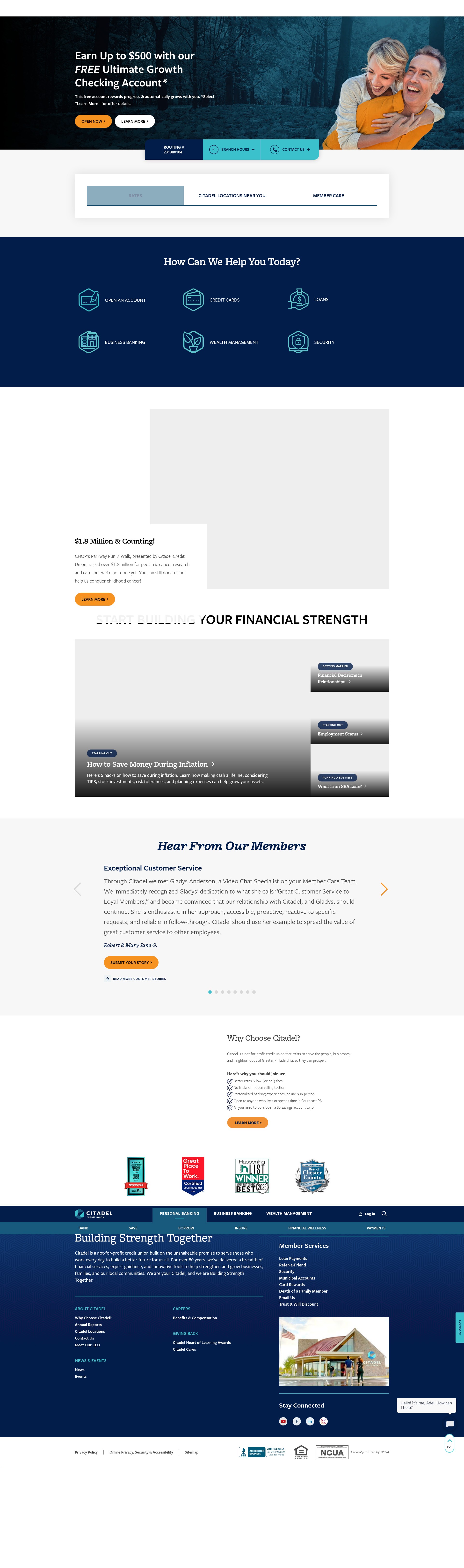 Screenshot of www.citadelbanking.com