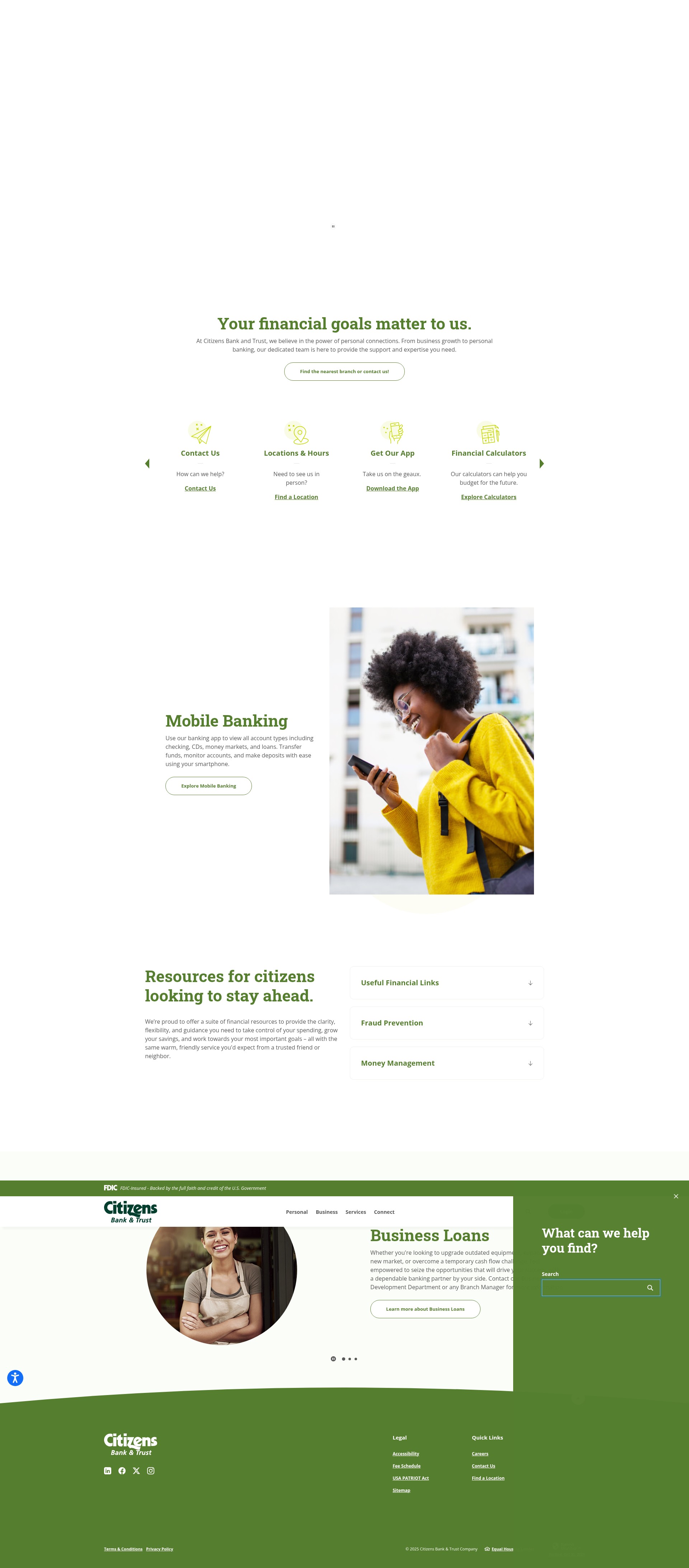 Screenshot of www.citizensbankandtrust.com
