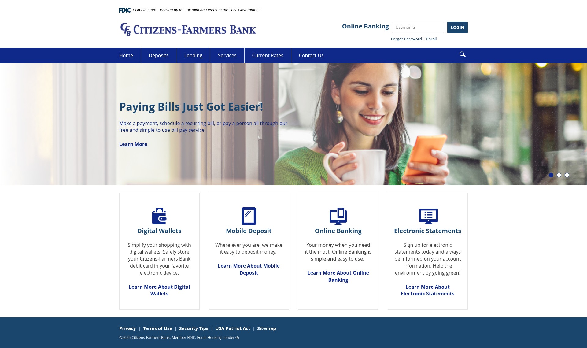 Screenshot of www.citizensfarmersbank.com