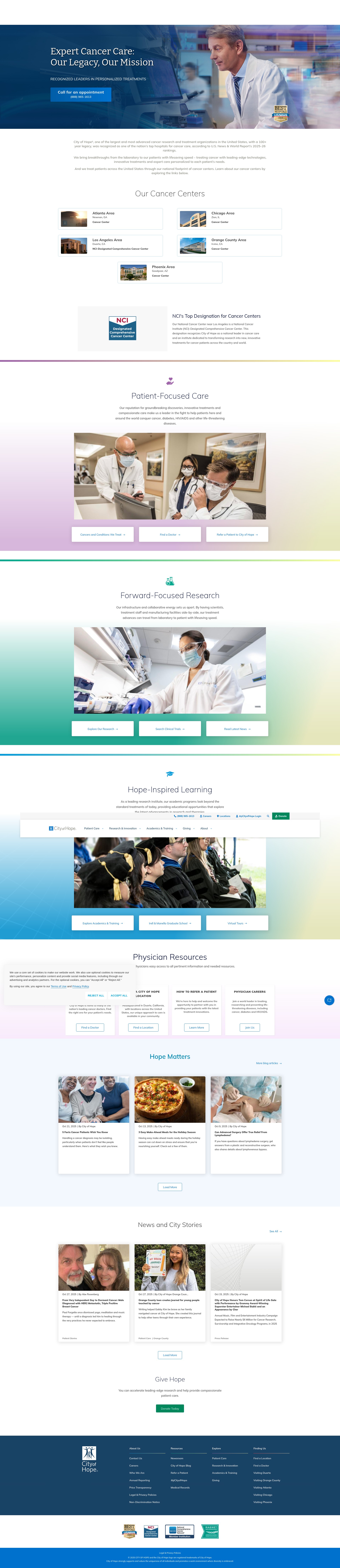 Screenshot of www.cityofhope.org