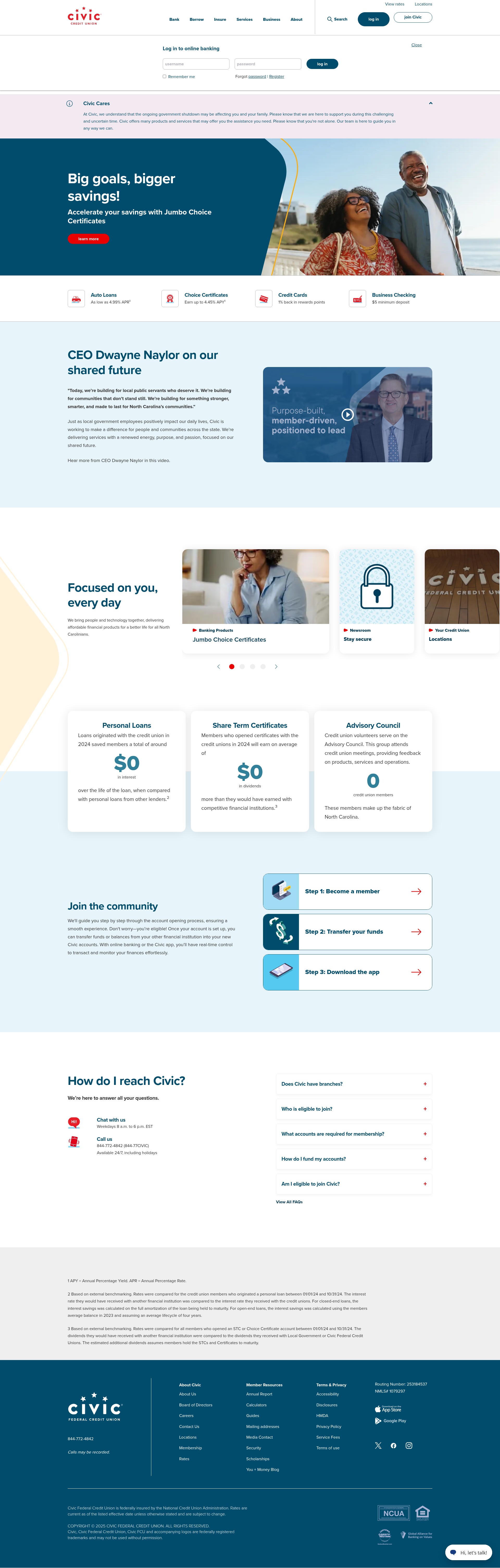 Screenshot of www.civicfcu.org