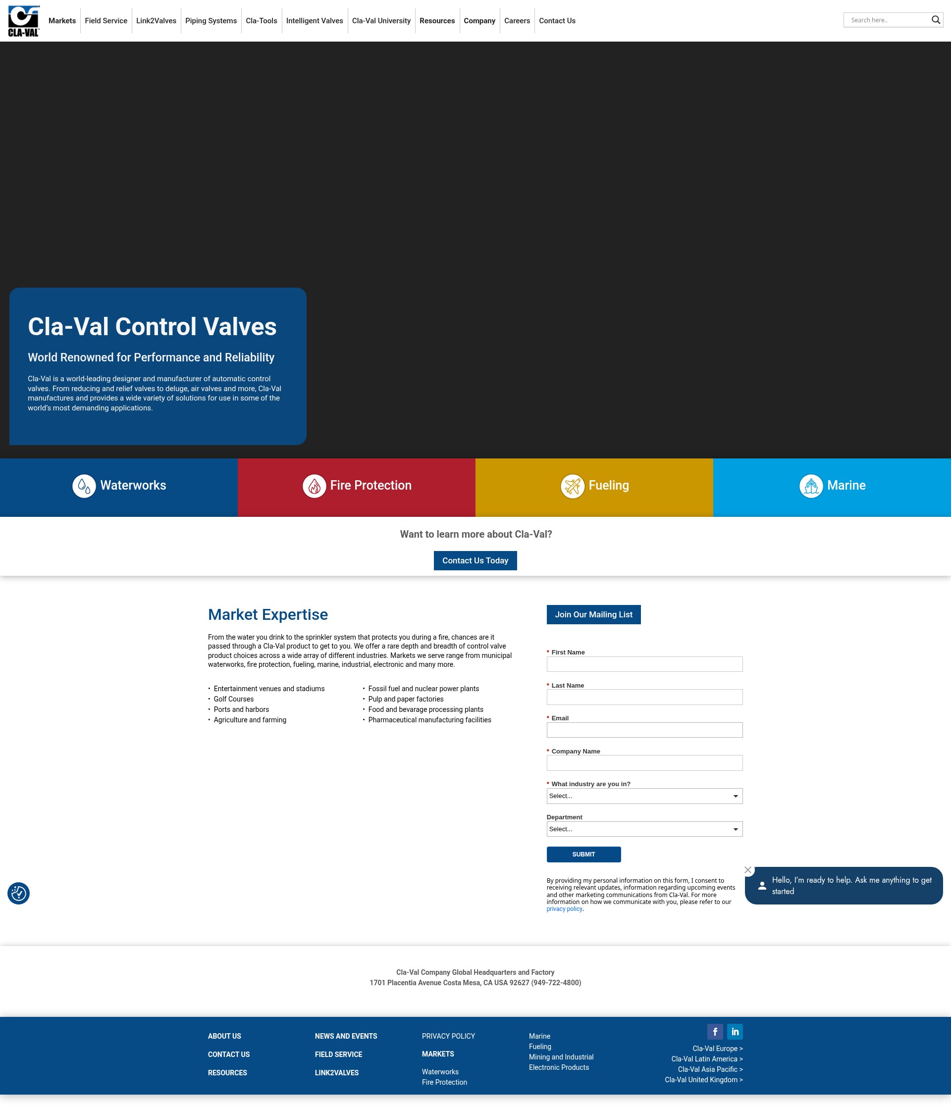 Screenshot of www.cla-val.com