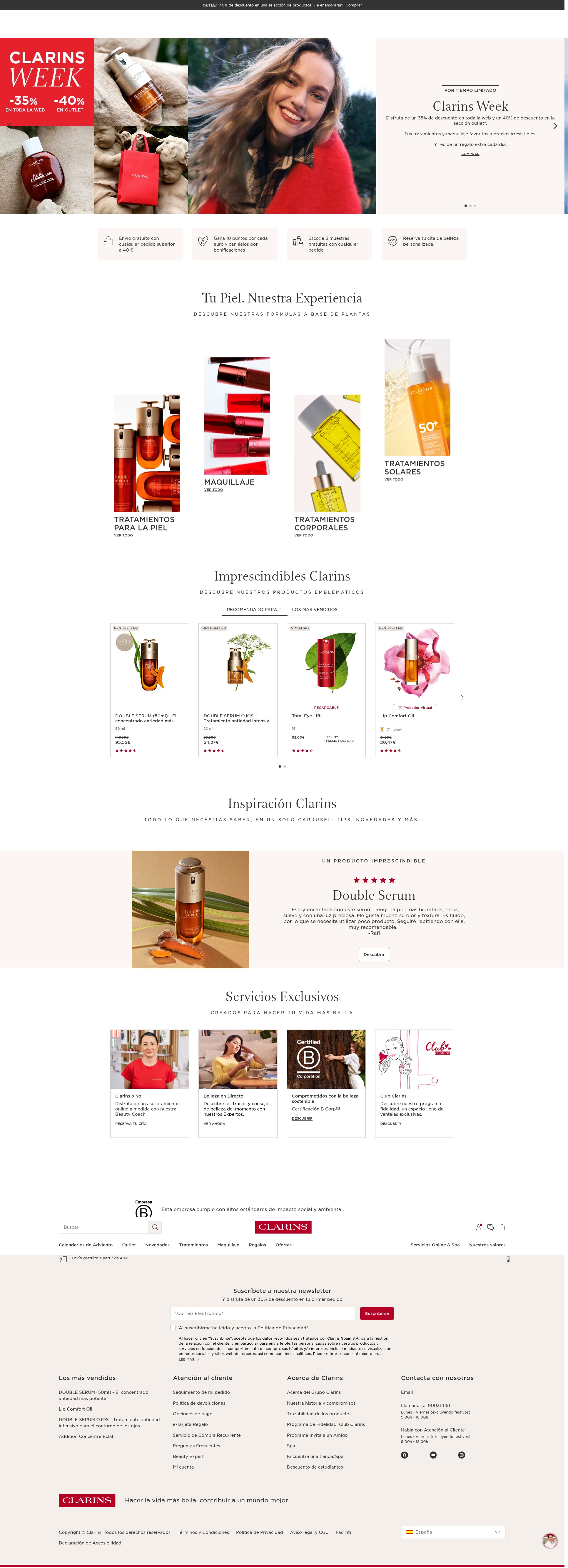 Screenshot of www.clarins.es
