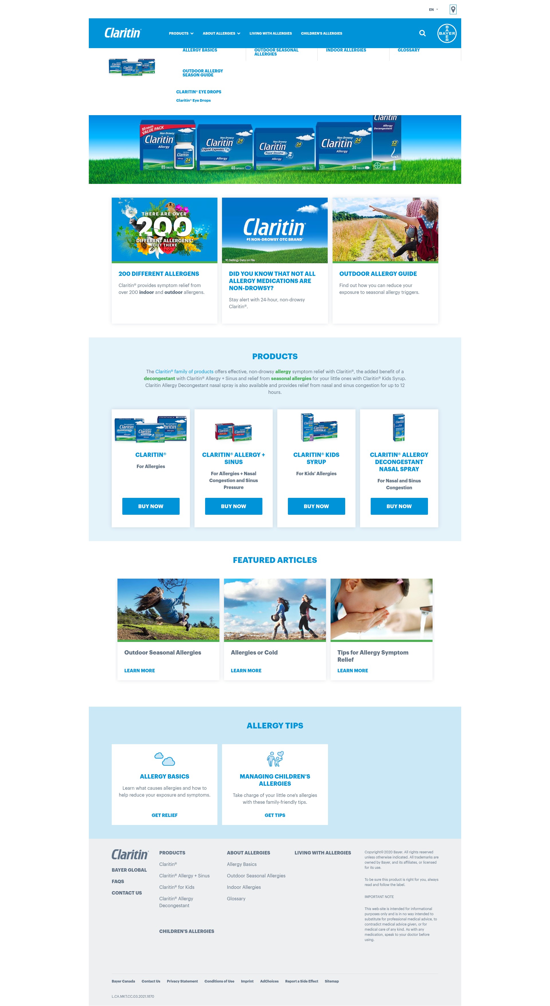Screenshot of www.claritin.ca