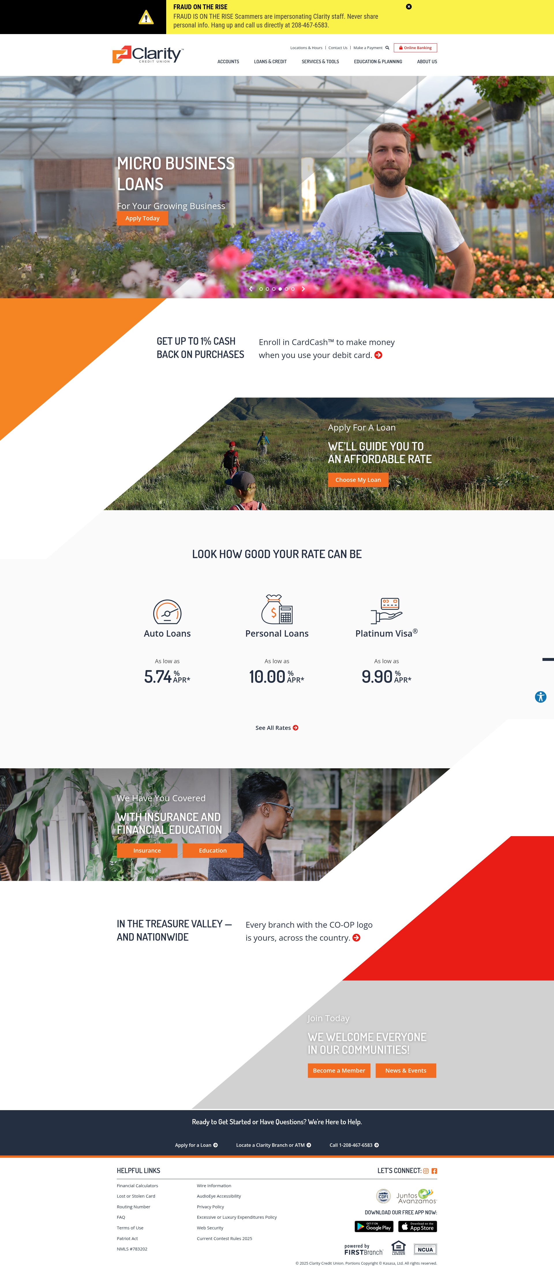 Screenshot of www.claritycu.com