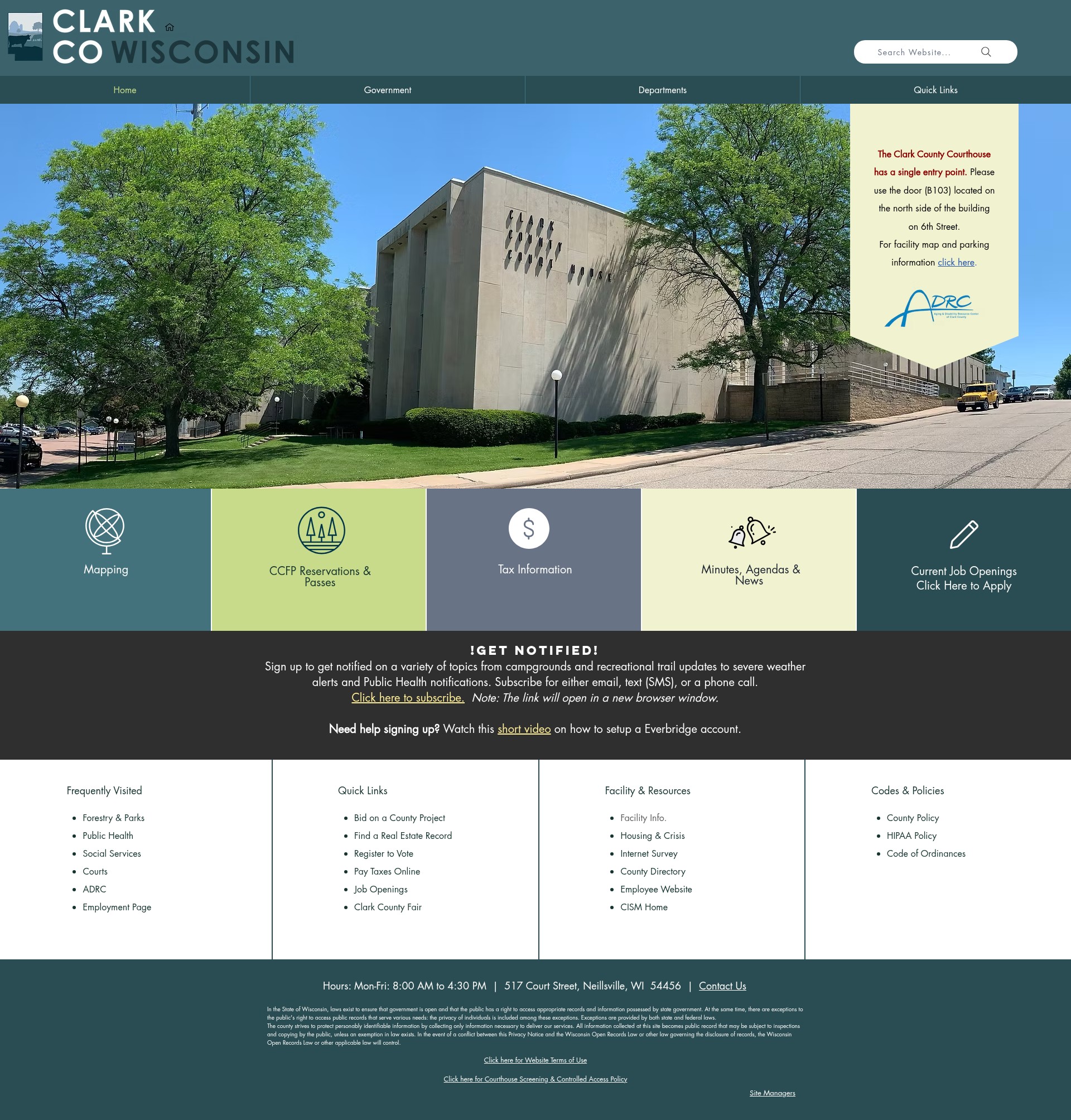Screenshot of www.clarkcountywi.gov