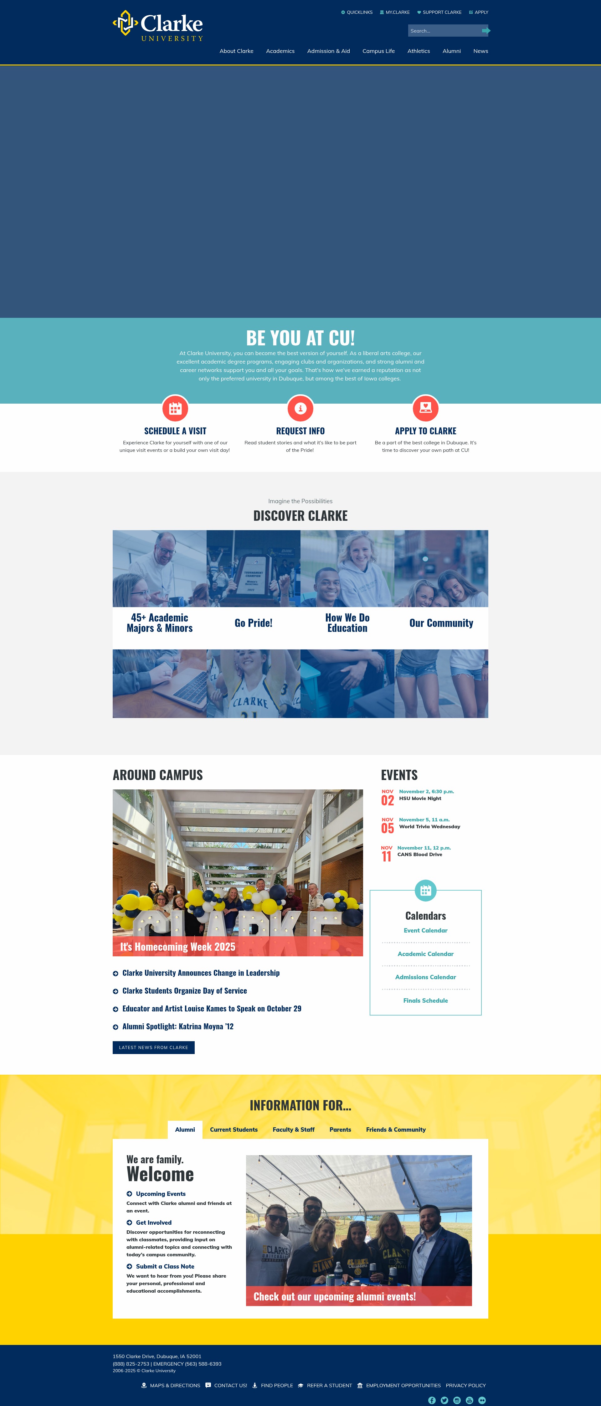 Screenshot of www.clarke.edu