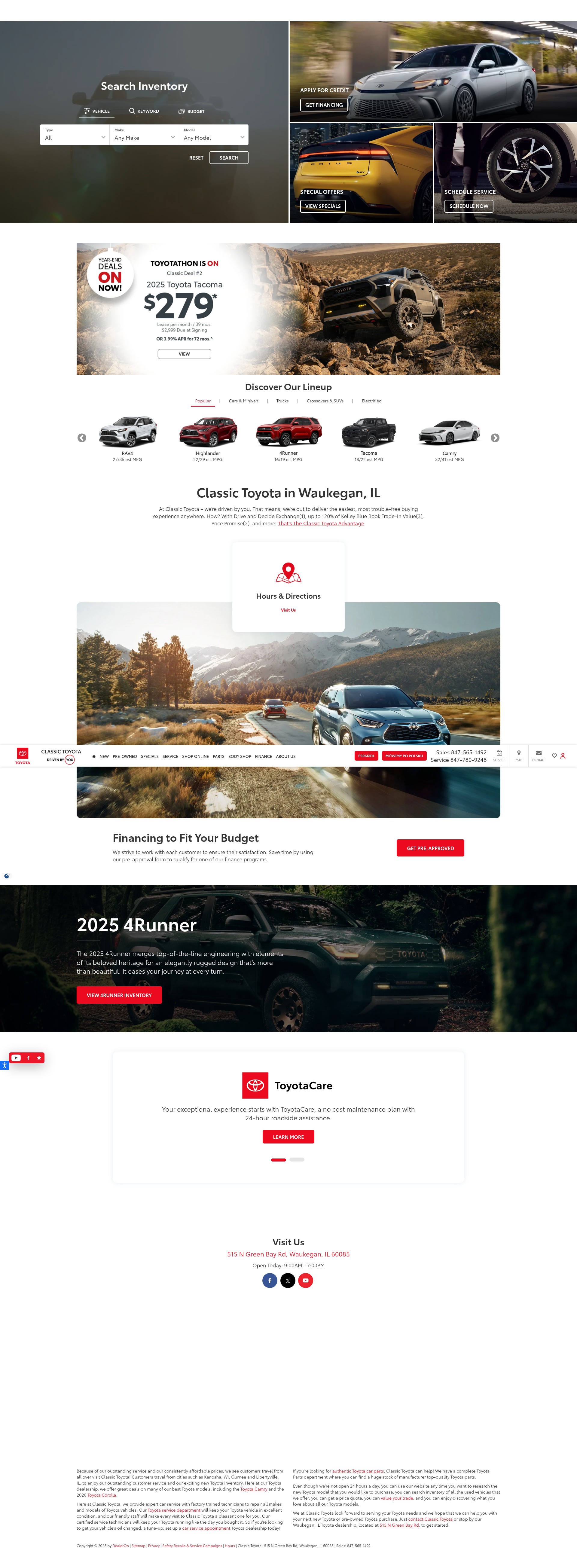 Screenshot of www.classicdirecttoyota.com