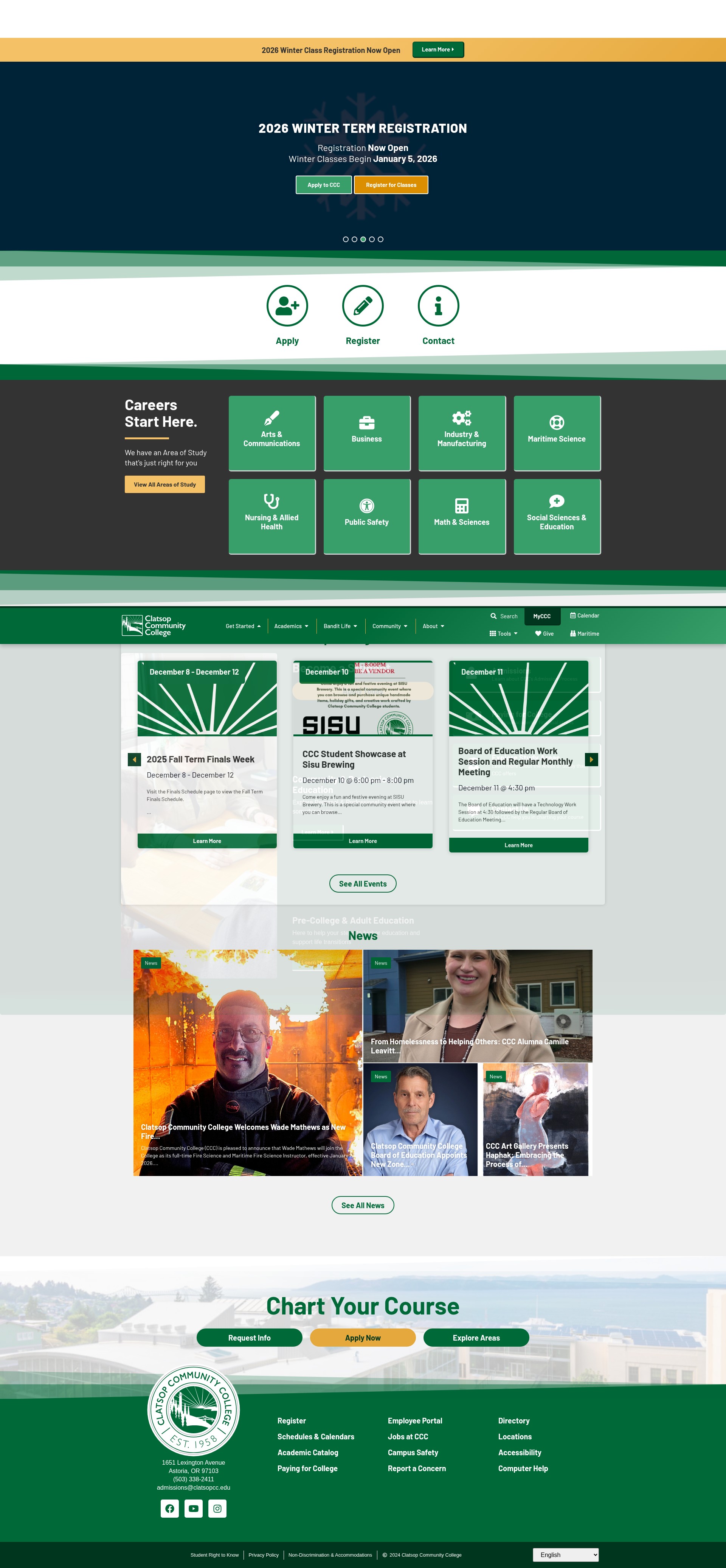 Screenshot of www.clatsopcc.edu